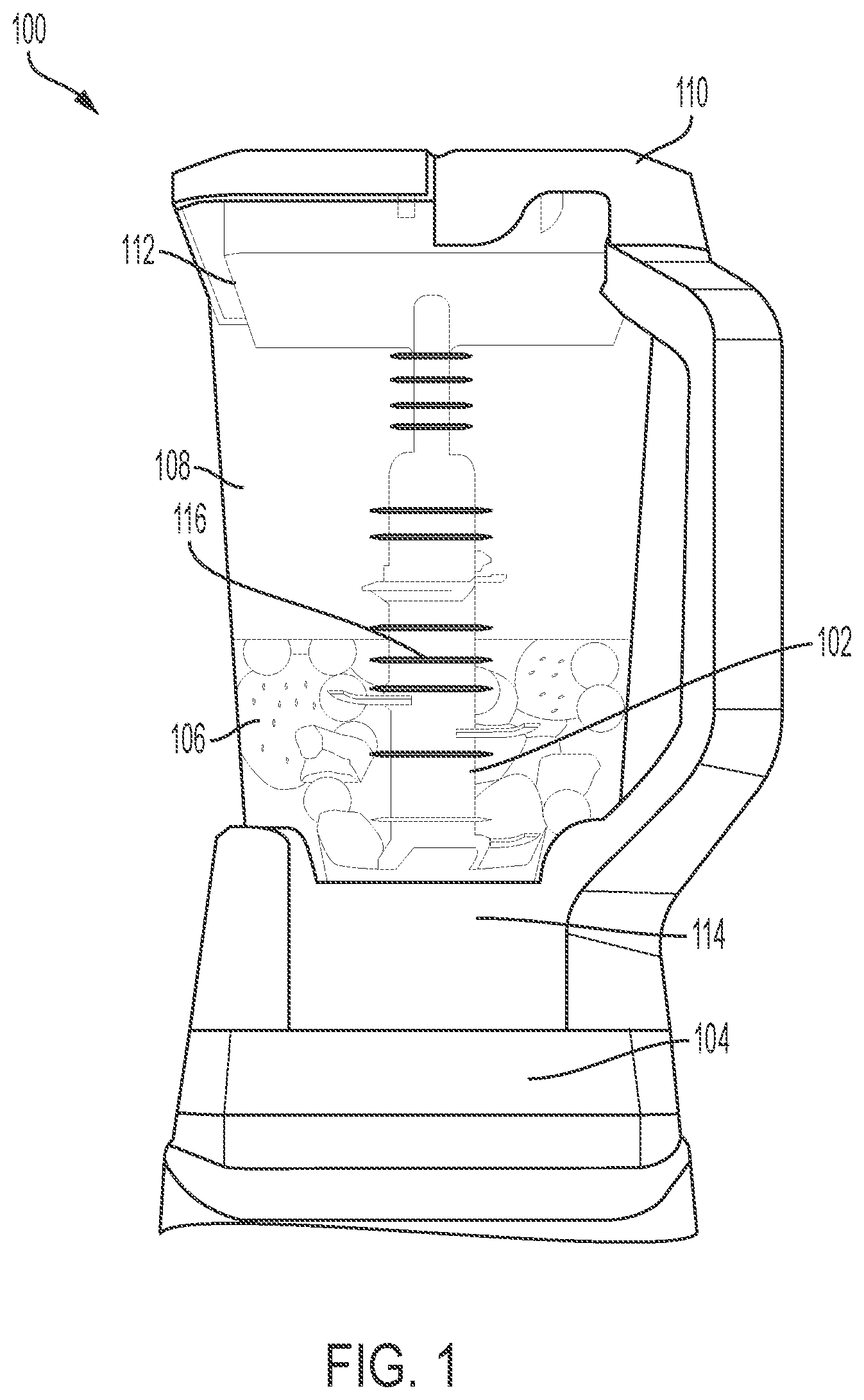Patent US12611066 Figure 1 – Blender food item texture control