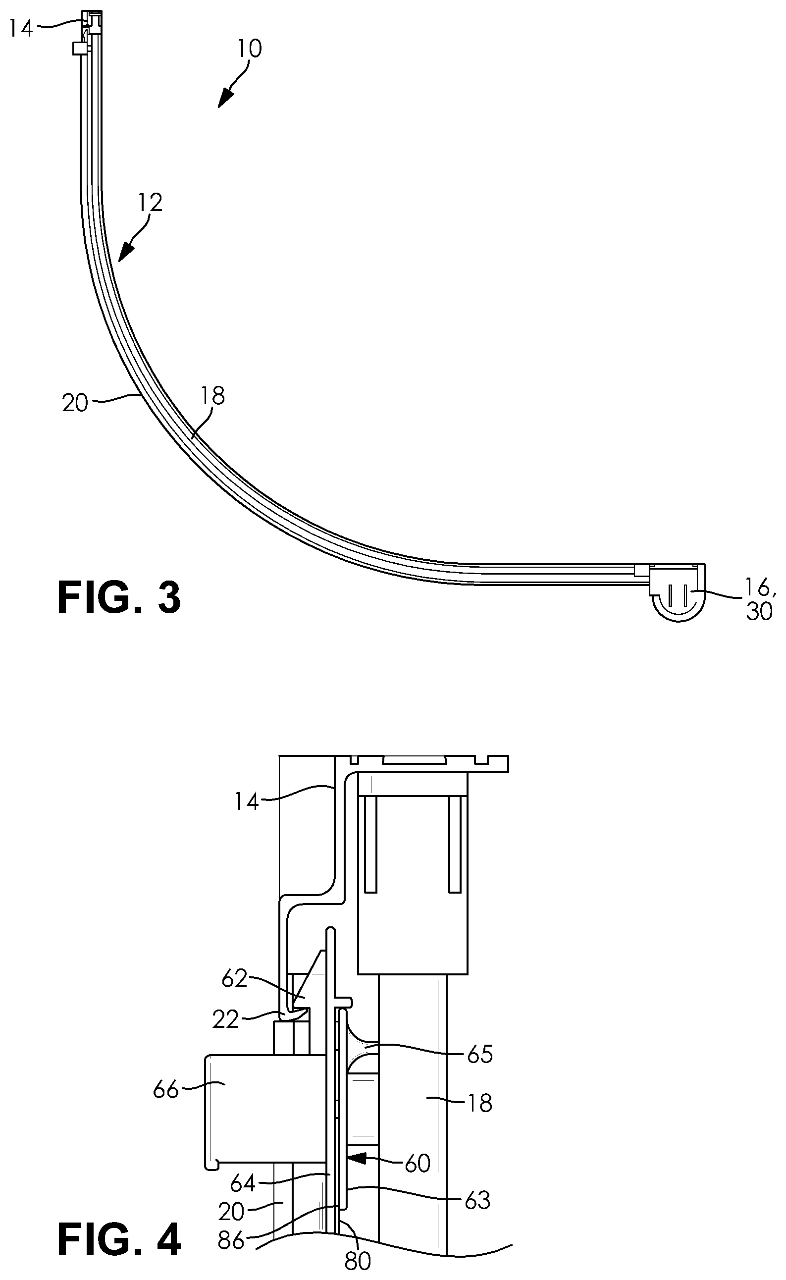 Patent US12611067 Figure 2 – Retractable curved shower door