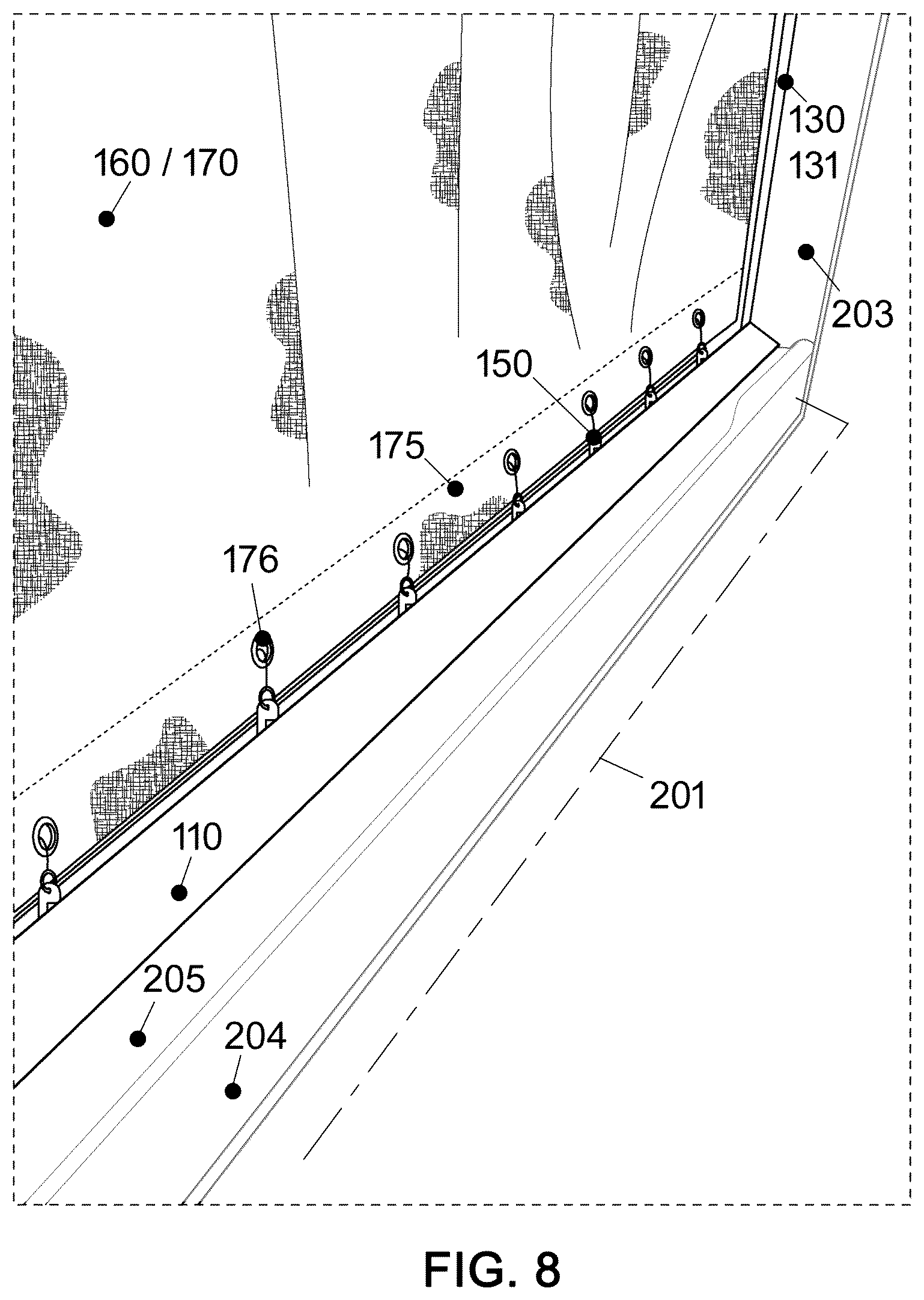 Patent US12611069 Figure 8 – Magnetically sealed bathing area liner track system