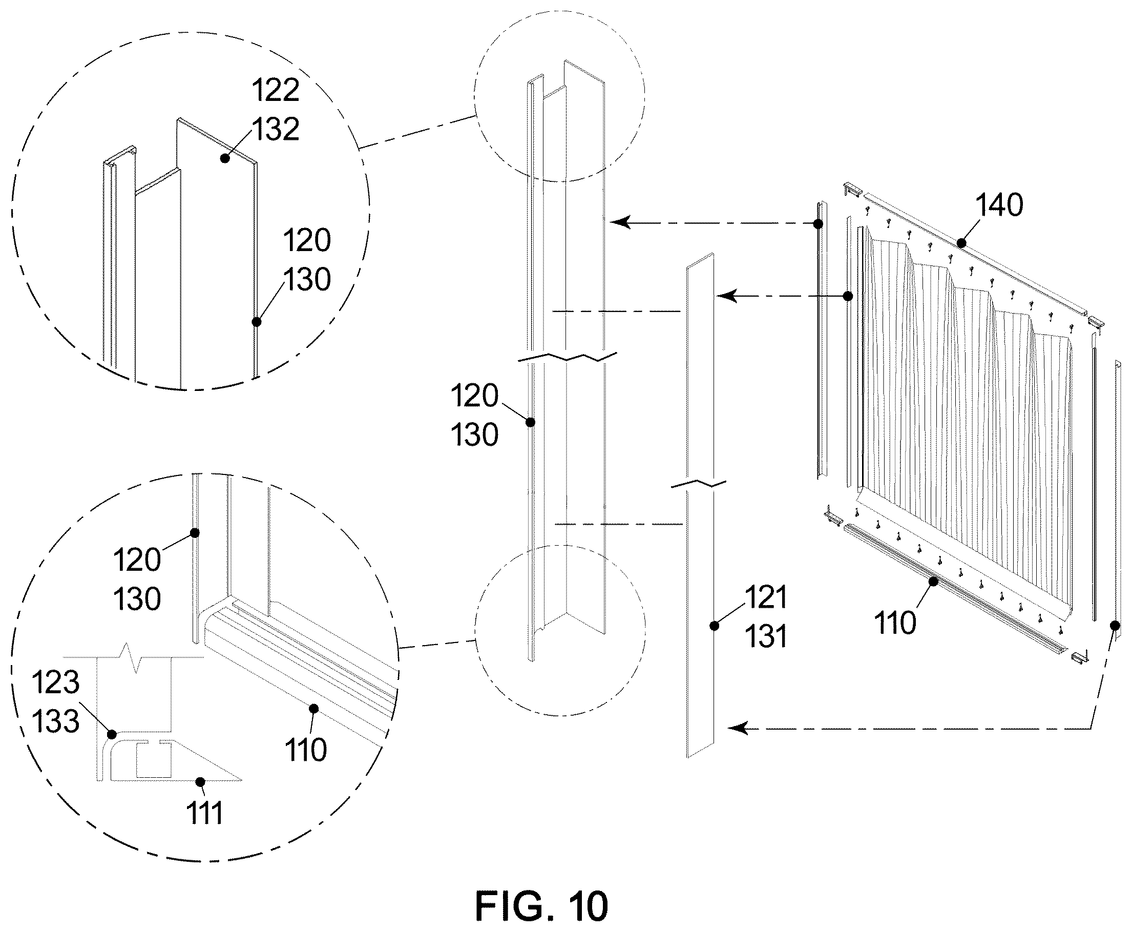 Patent US12611069 Figure 10 – Magnetically sealed bathing area liner track system