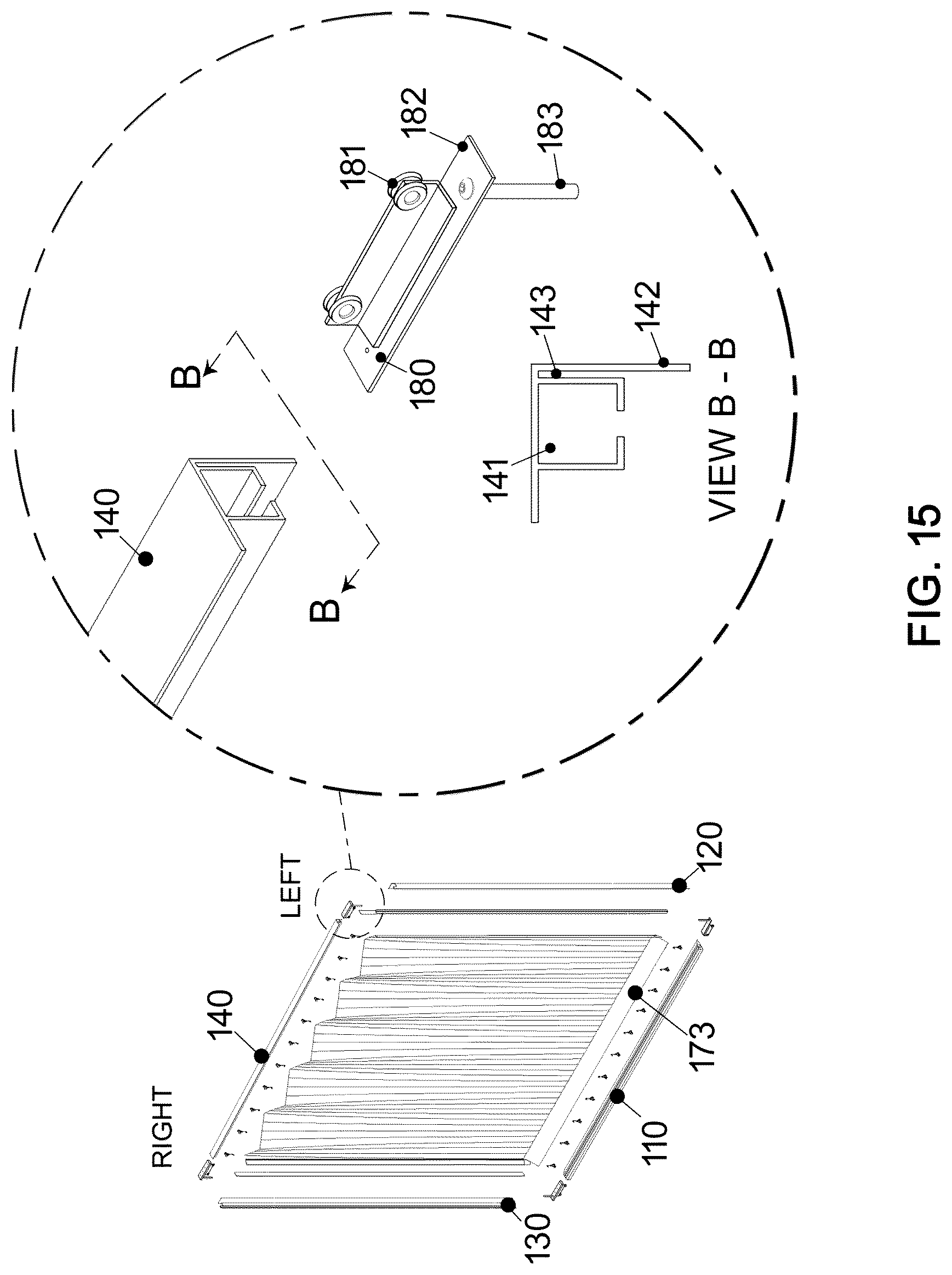 Patent US12611069 Figure 15 – Magnetically sealed bathing area liner track system