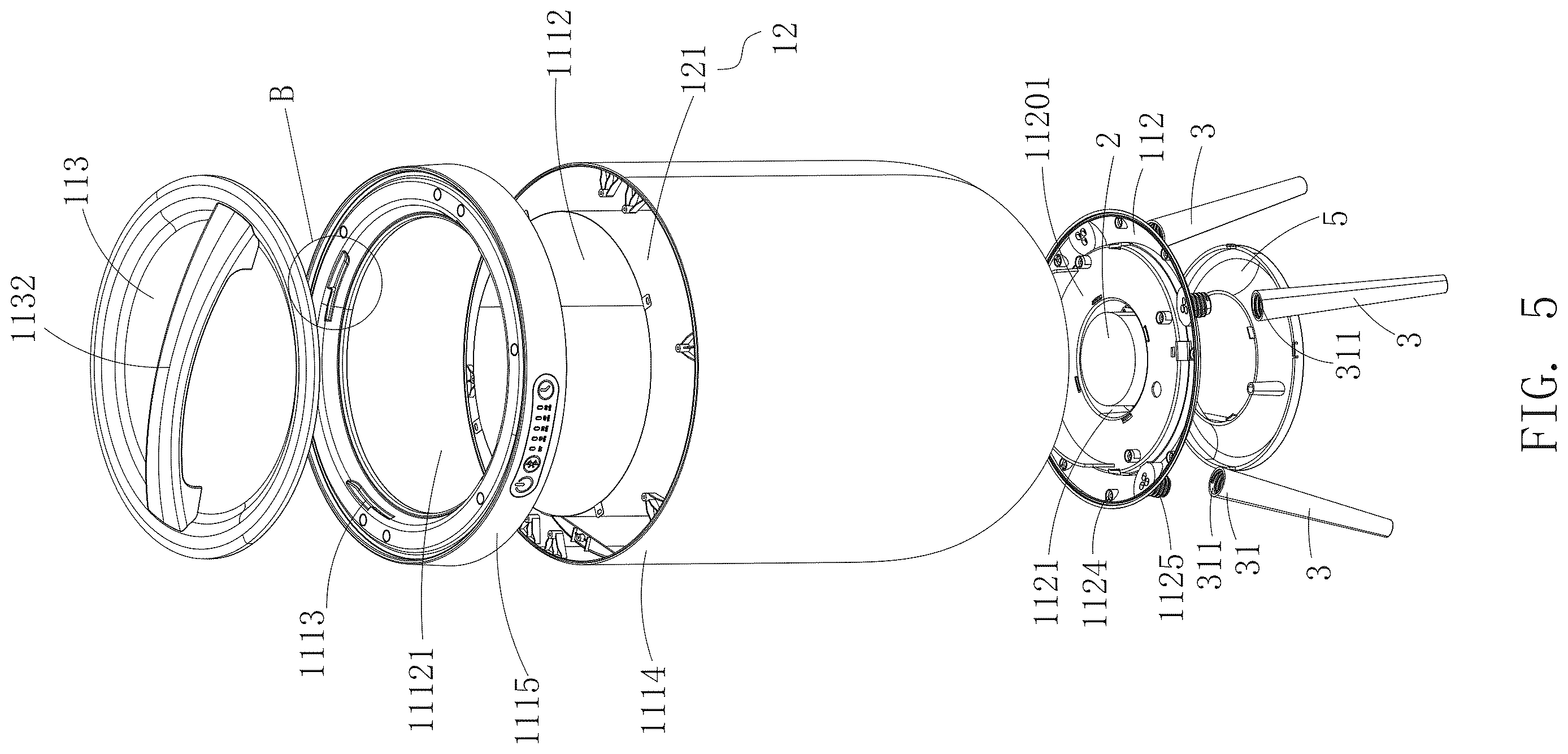 Patent US12611072 Figure 5 – Towel warmer bucket