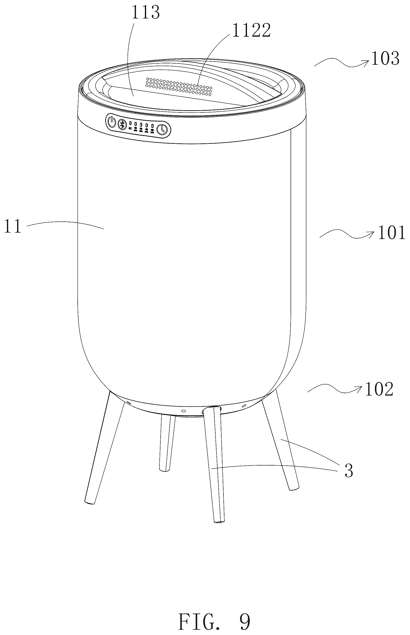 Patent US12611072 Figure 9 – Towel warmer bucket