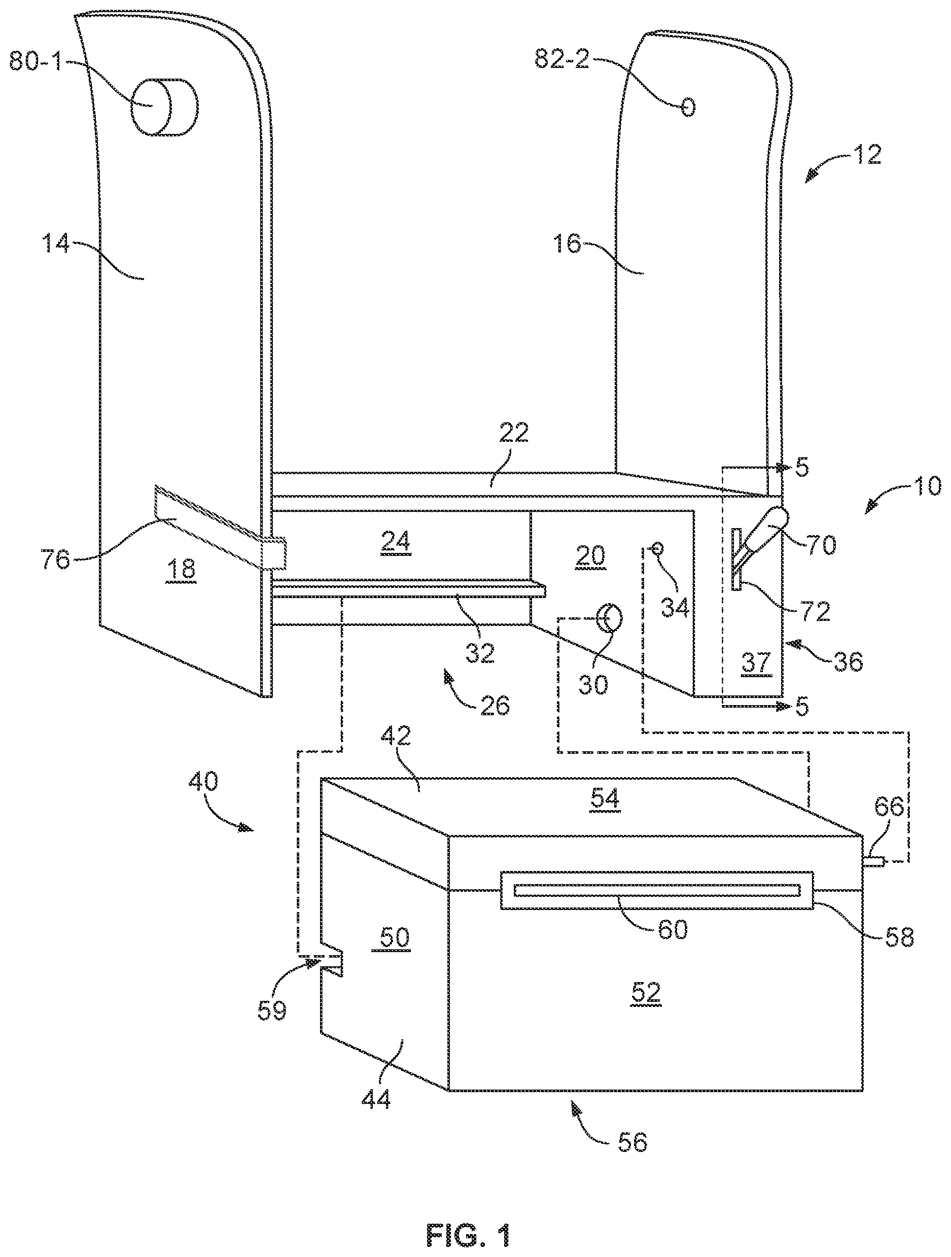Patent US12611073 Figure 1 – Dispensing assembly for paper products