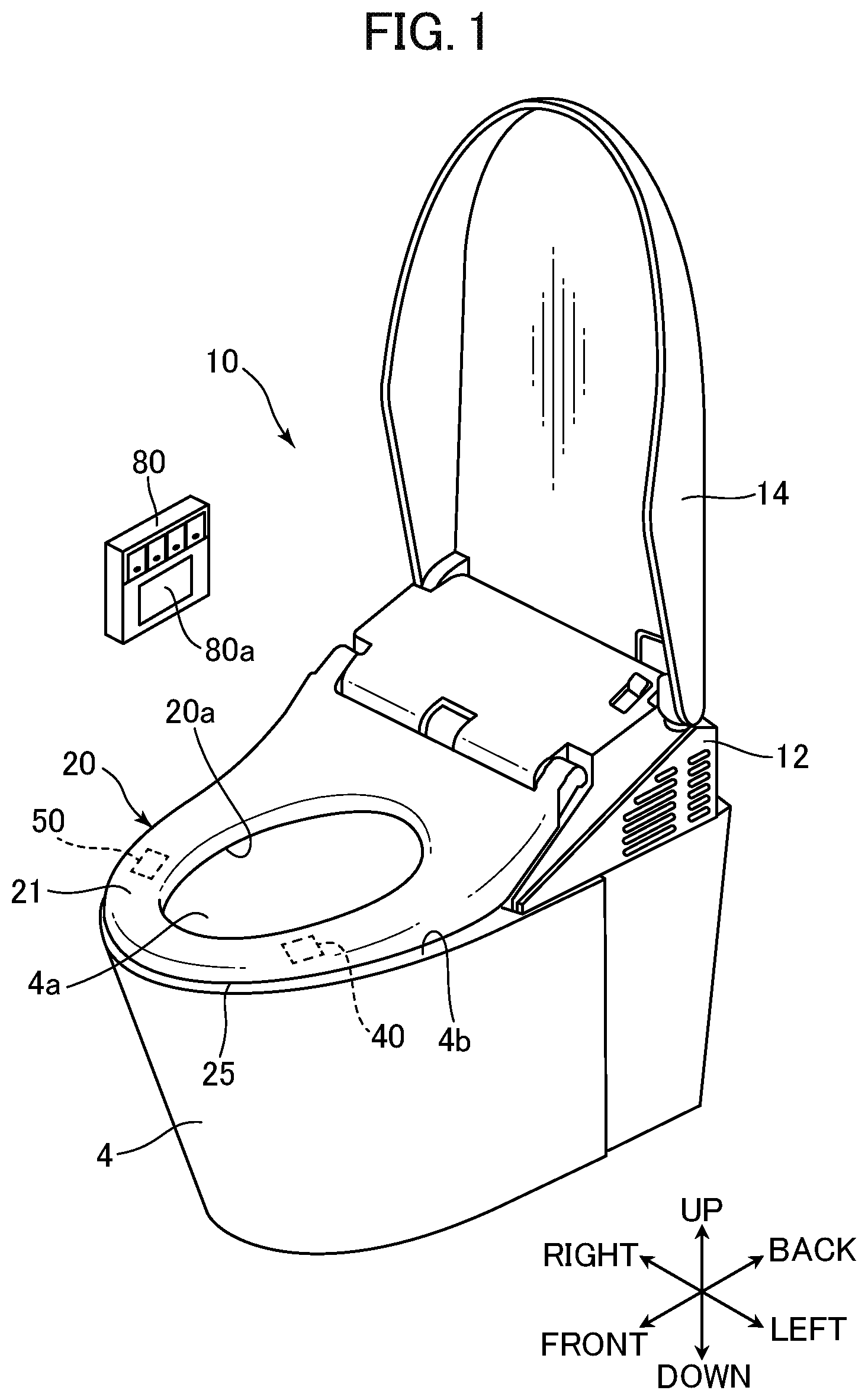 Patent US12611075 Figure 1 – Toilet system