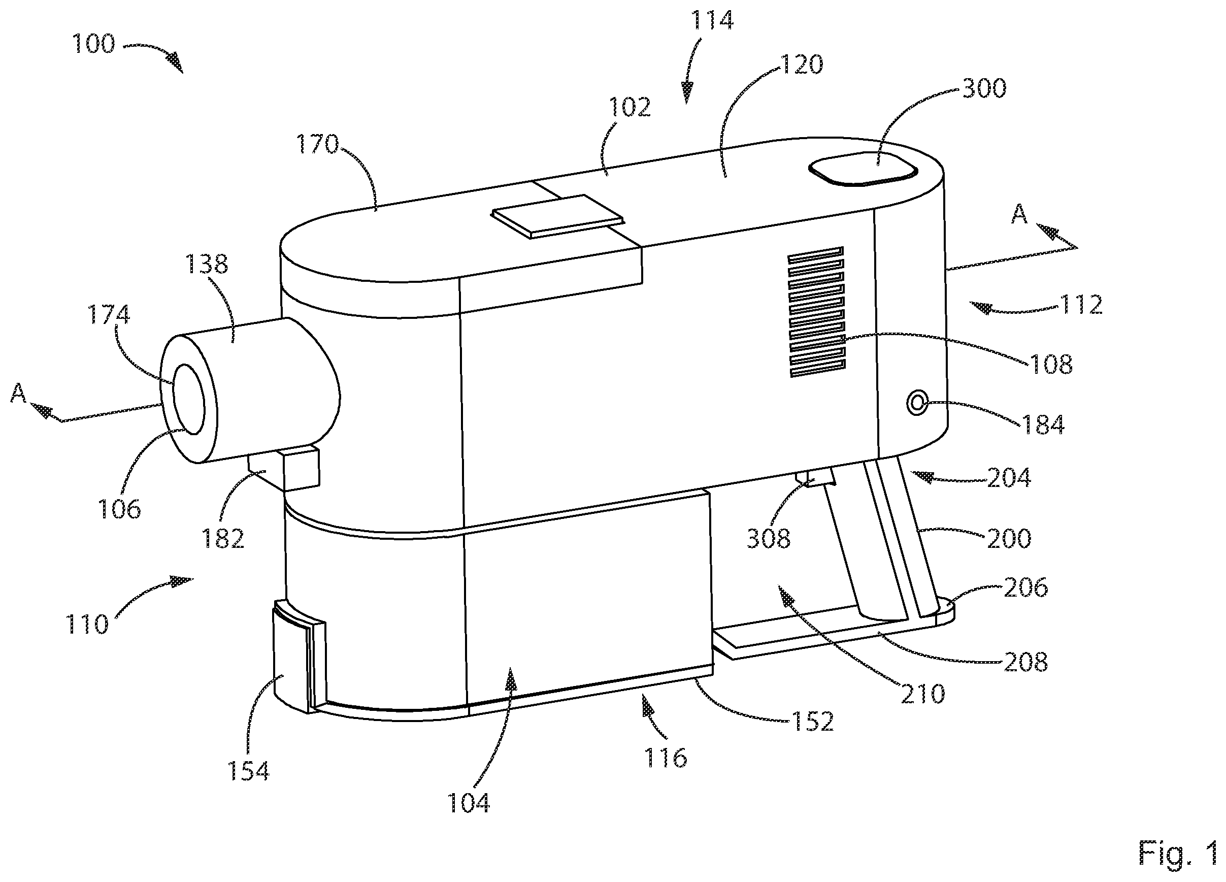 Patent US12611076 Figure 1 – Hand vacuum cleaner