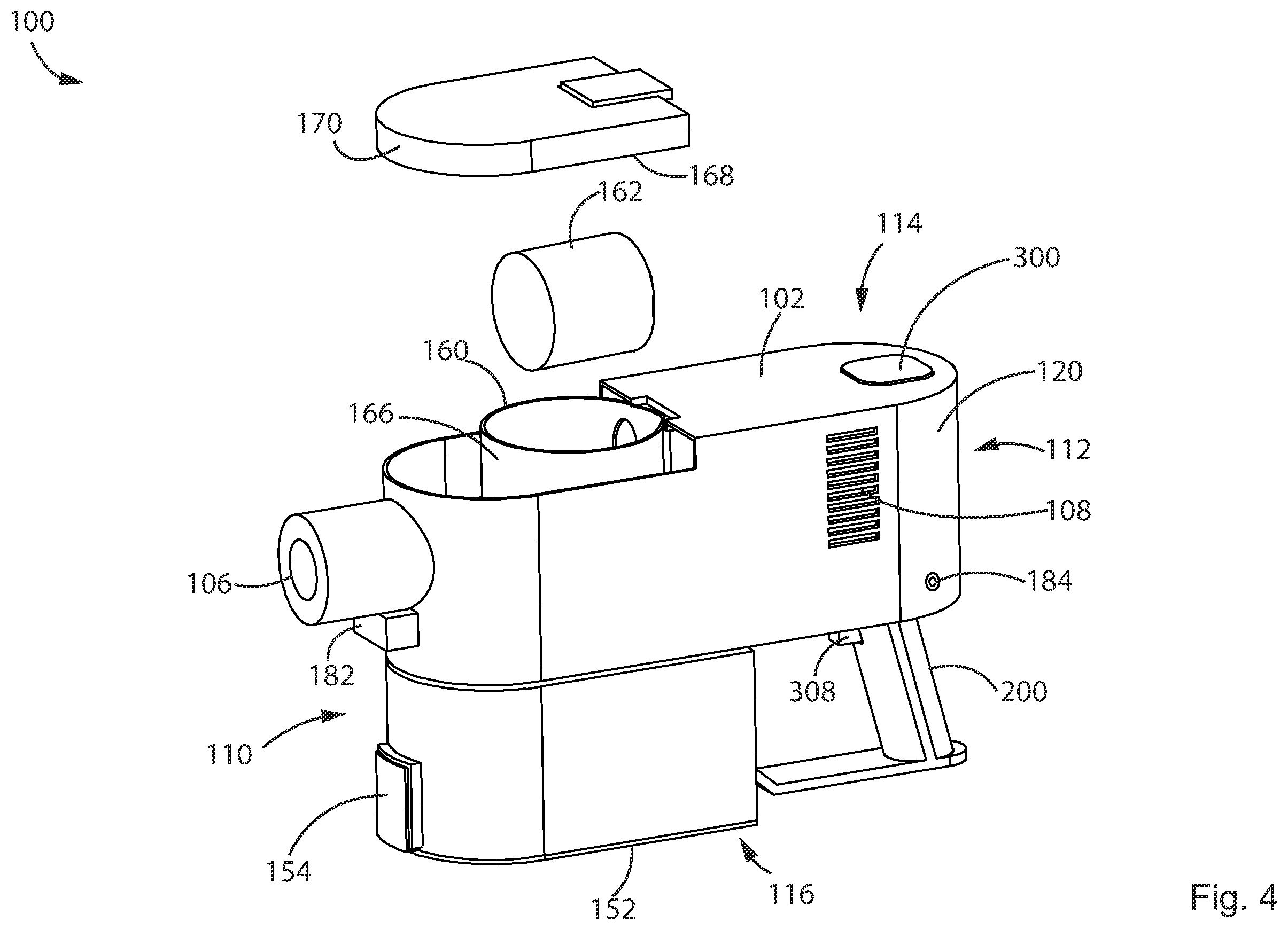 Patent US12611076 Figure 4 – Hand vacuum cleaner