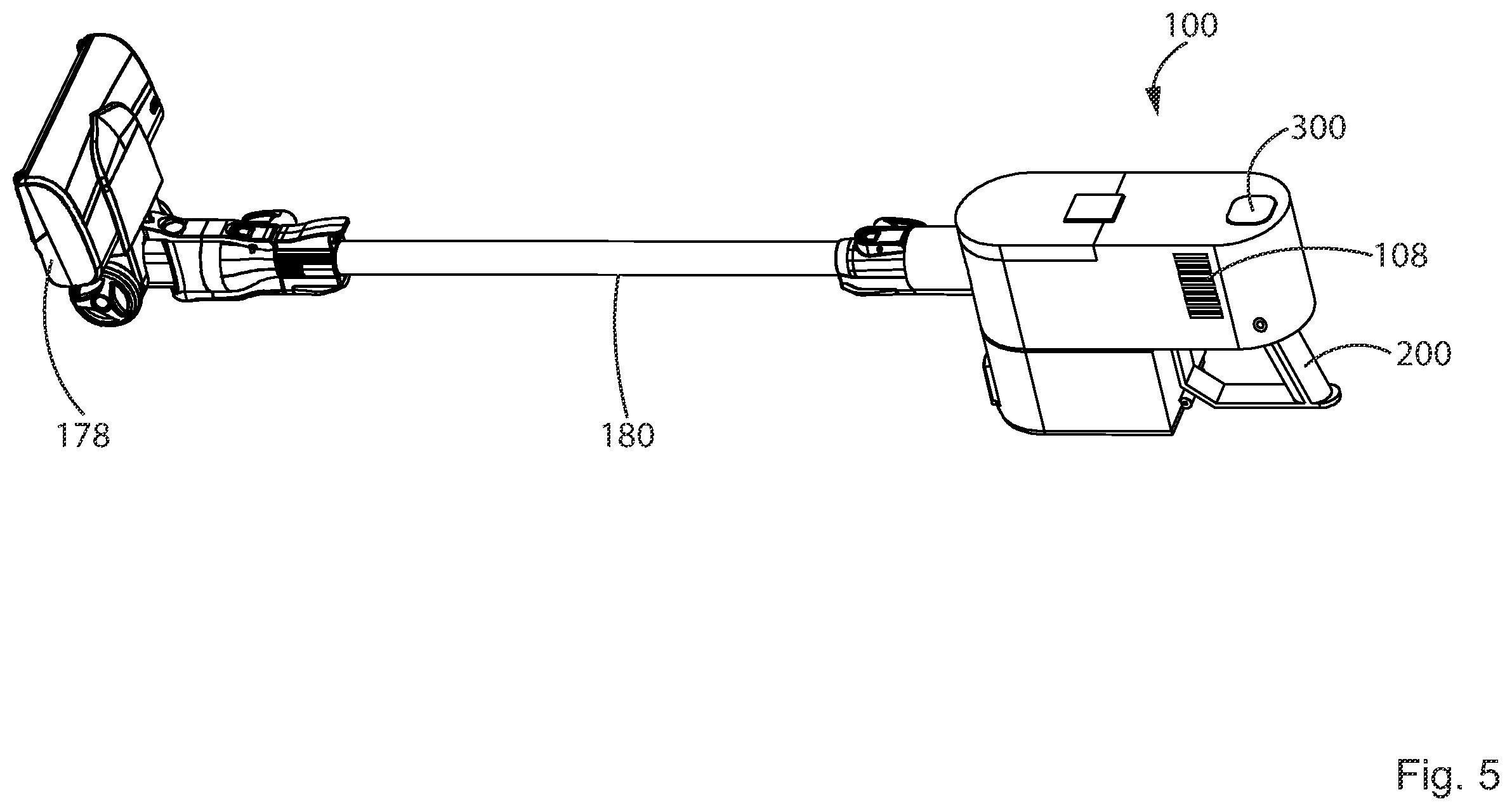 Patent US12611076 Figure 5 – Hand vacuum cleaner