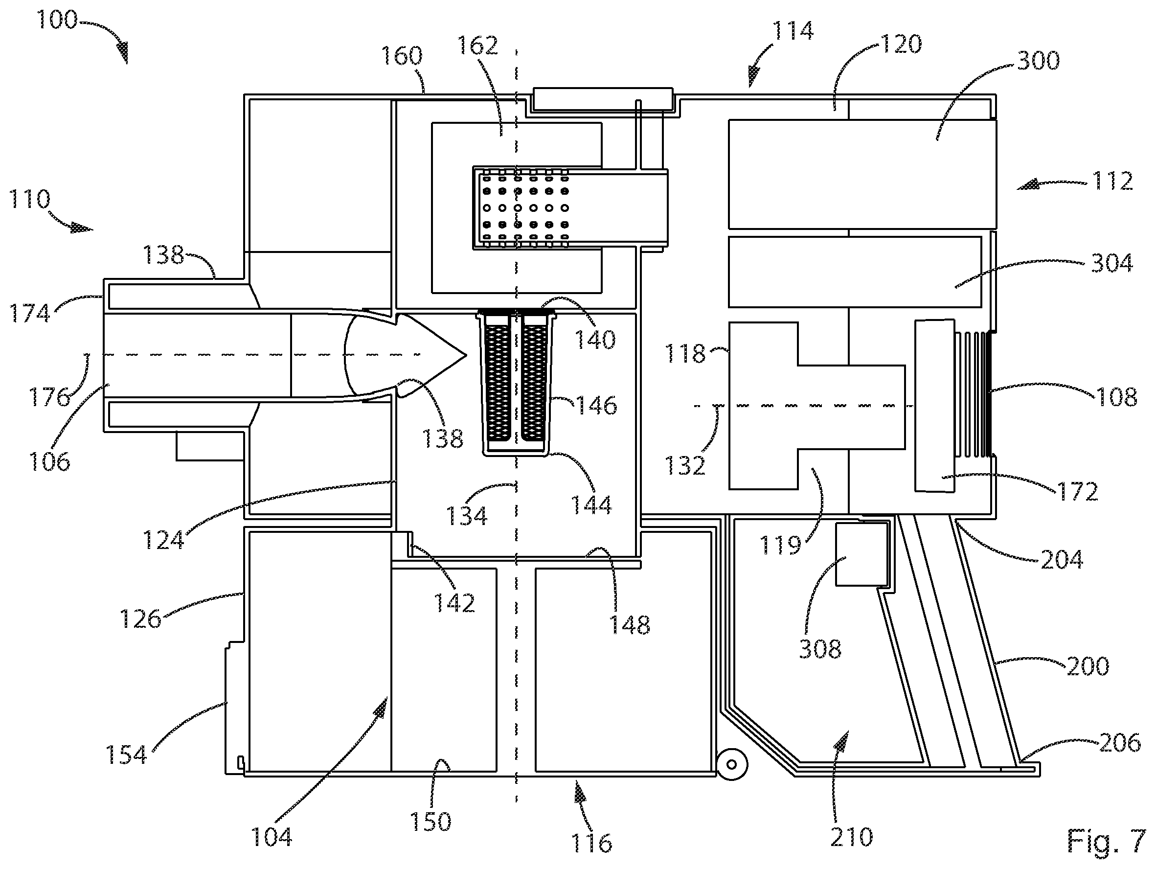 Patent US12611076 Figure 7 – Hand vacuum cleaner