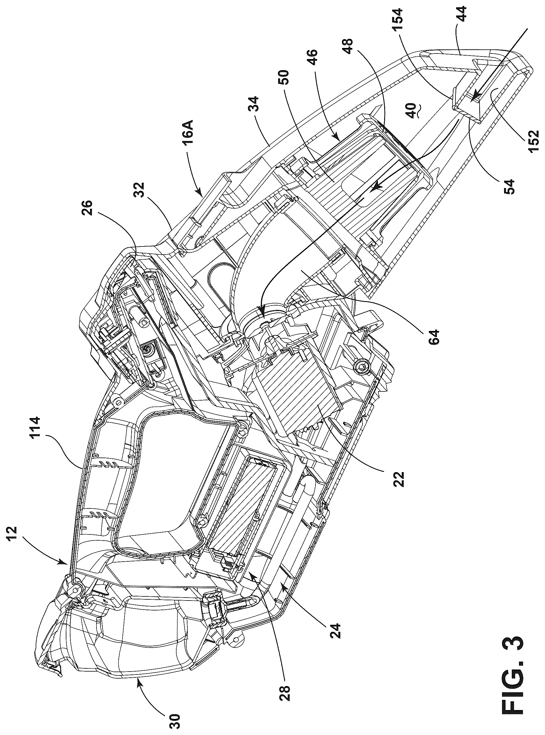 Patent US12611077 Figure 3 – Modular head system for handheld extraction cleaner, dry vacuum accessory for handheld extraction cleaner, and handheld extraction cleaner