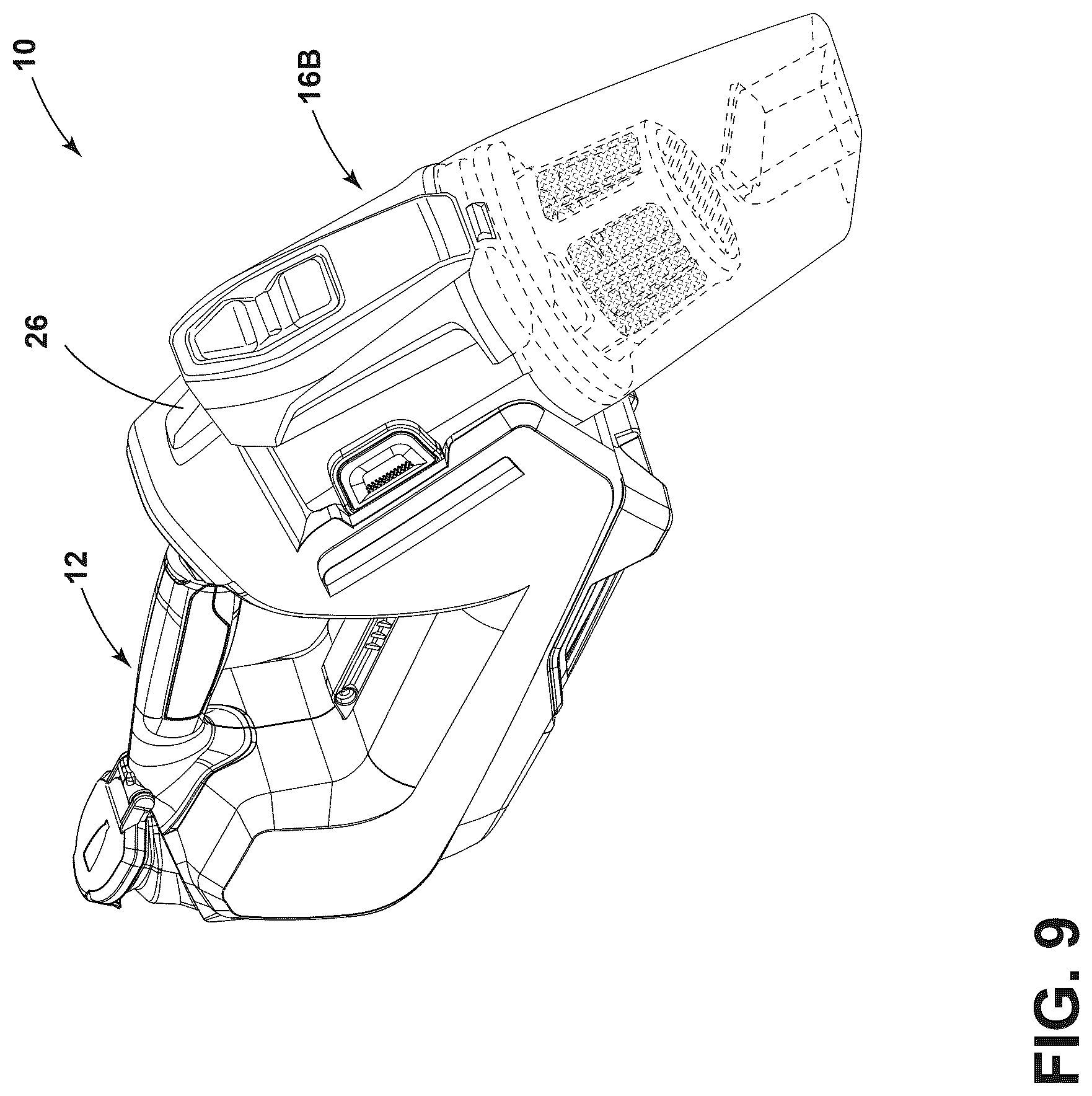 Patent US12611077 Figure 8 – Modular head system for handheld extraction cleaner, dry vacuum accessory for handheld extraction cleaner, and handheld extraction cleaner