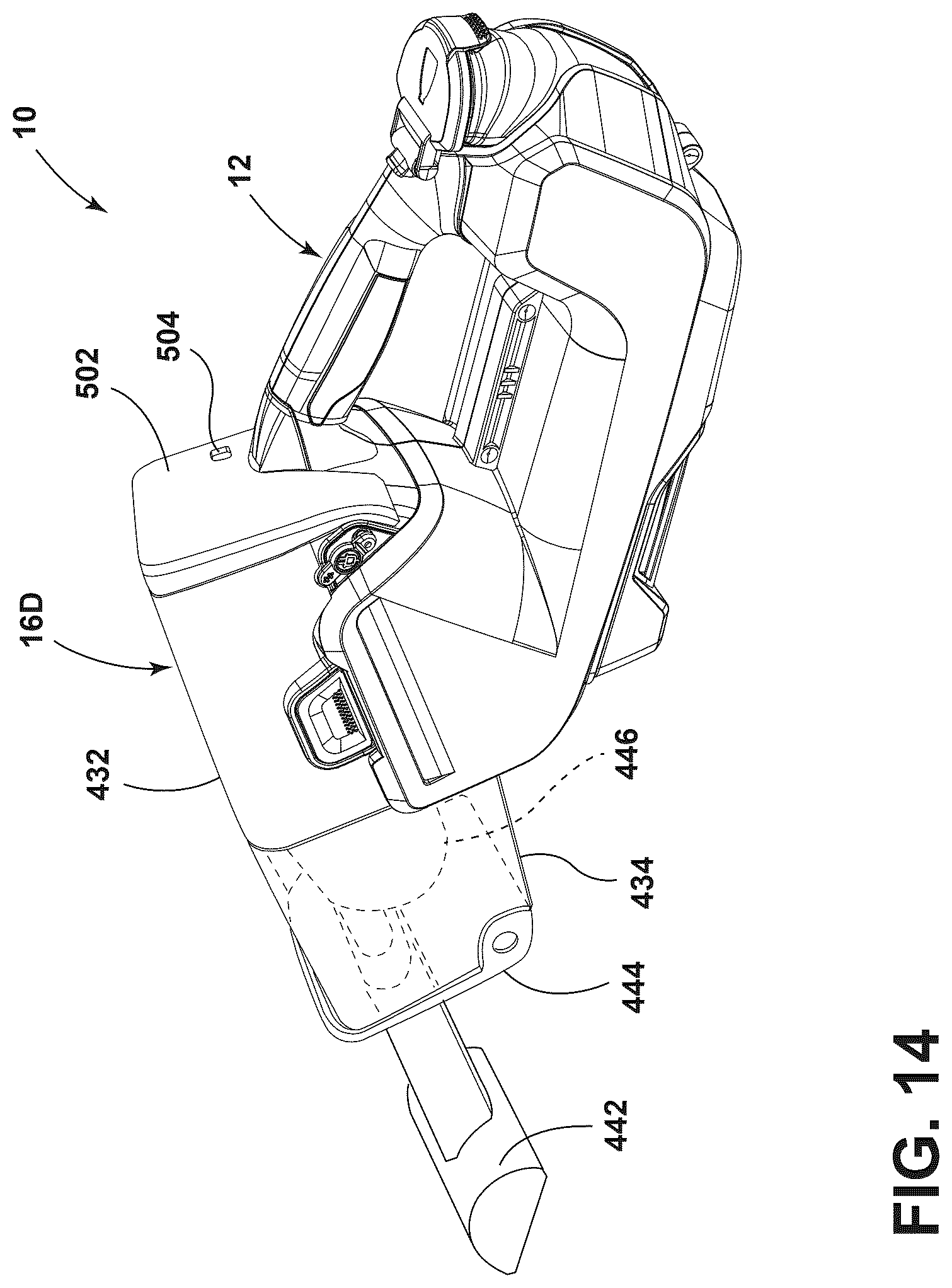 Patent US12611077 Figure 12 – Modular head system for handheld extraction cleaner, dry vacuum accessory for handheld extraction cleaner, and handheld extraction cleaner