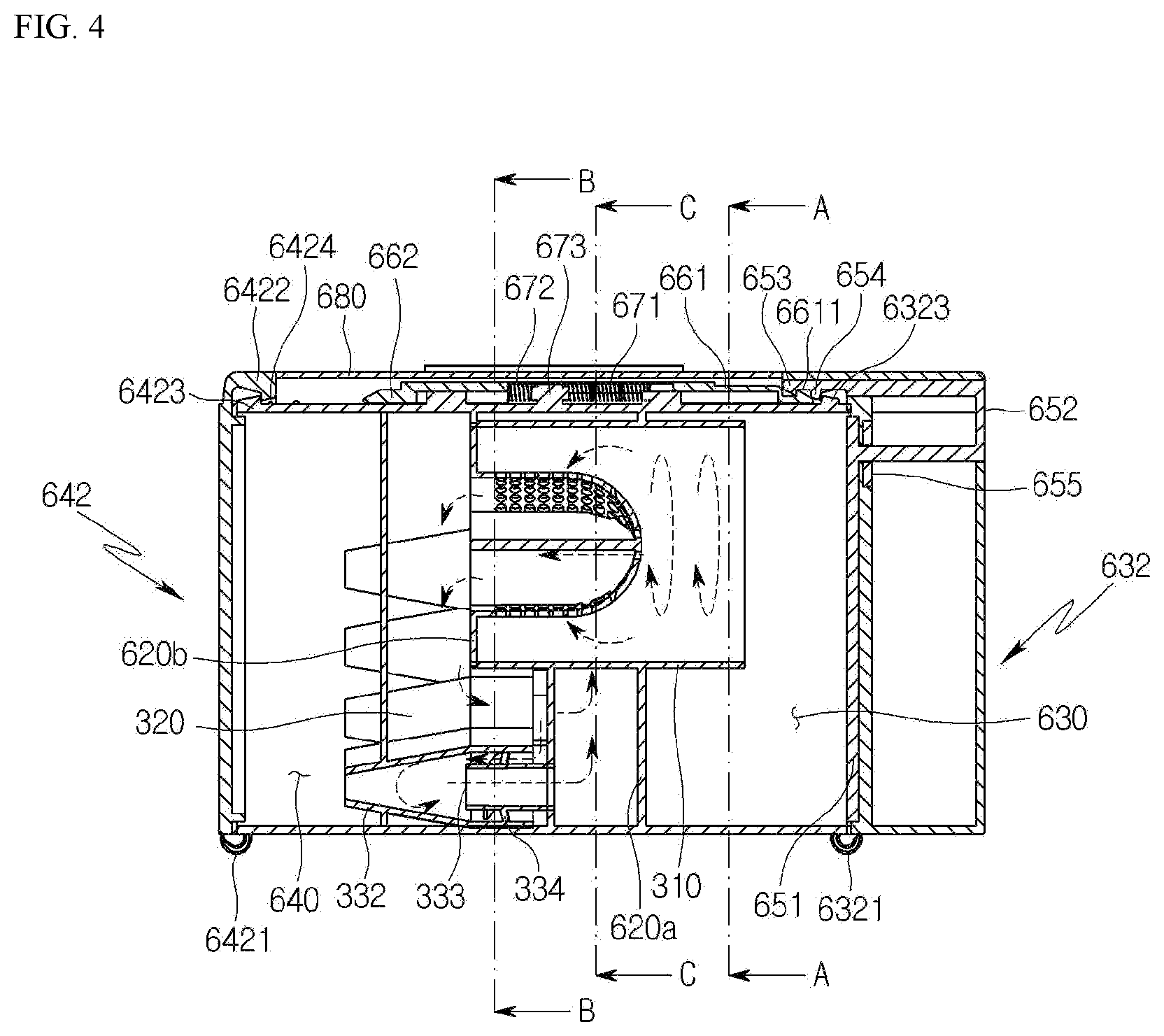 Patent US12611079 Figure 4 – Vacuum cleaner