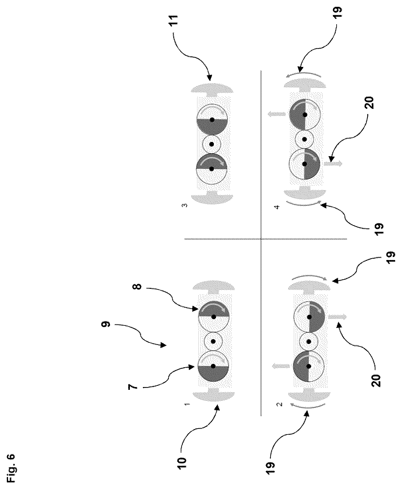 Patent US12611080 Figure 6 – Arrangement of a de-dusting unit in a vacuuming device and vacuuming device with such an arrangement
