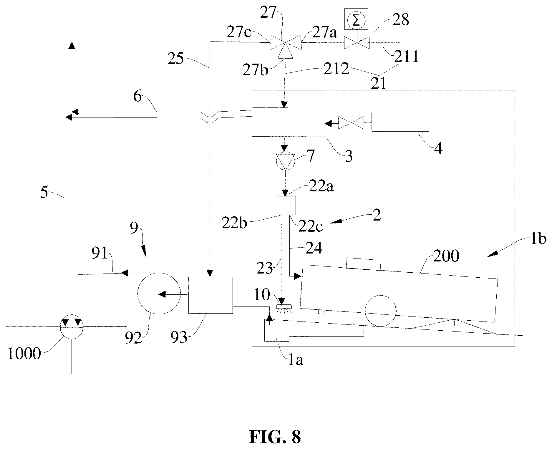 Patent US12611081 Figure 8 – Base, laundry treatment device and cleaning system