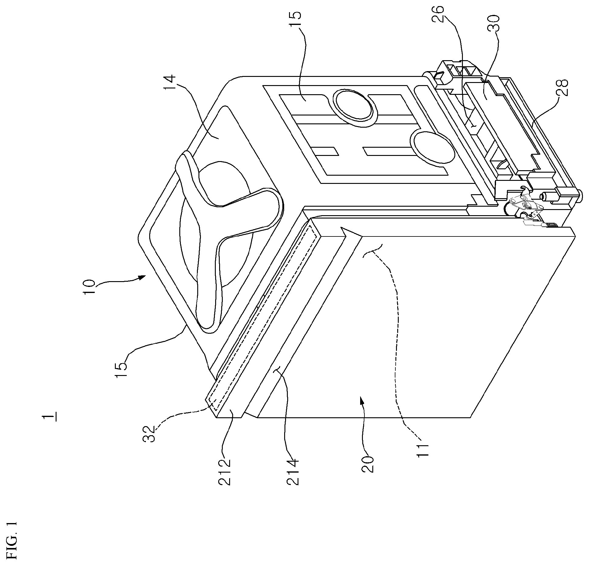 Patent US12611083 Figure 1 – Dishwasher