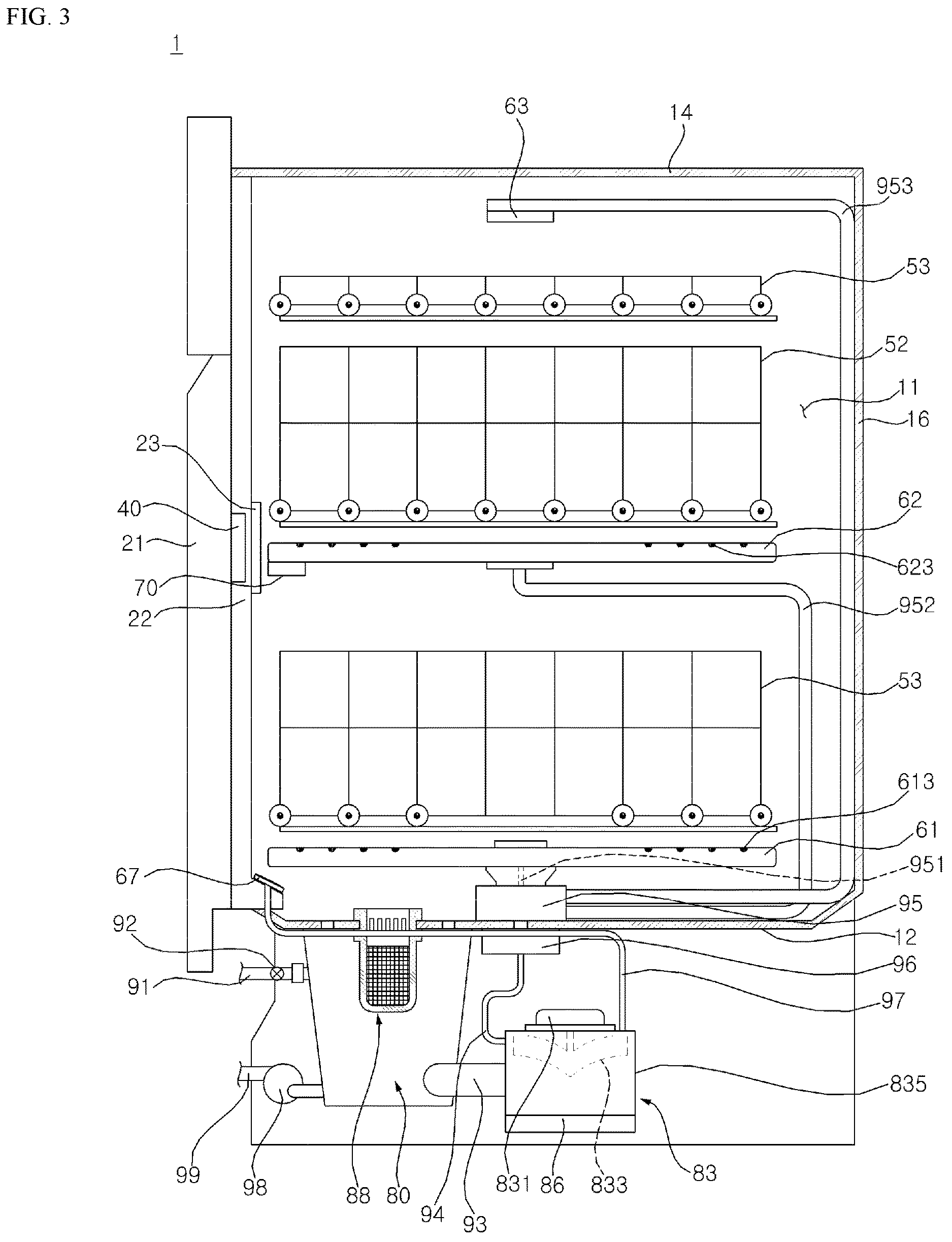 Patent US12611083 Figure 3 – Dishwasher