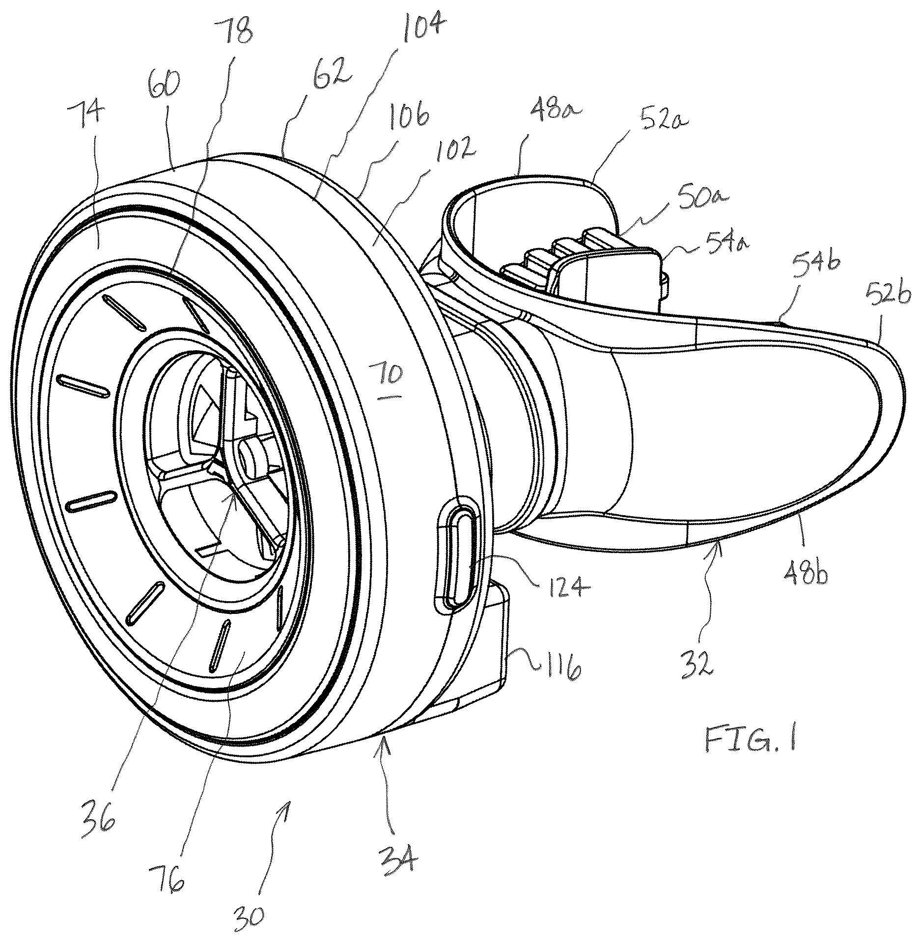 Patent US12611118 Figure 1 – Modular breath tracking and training system