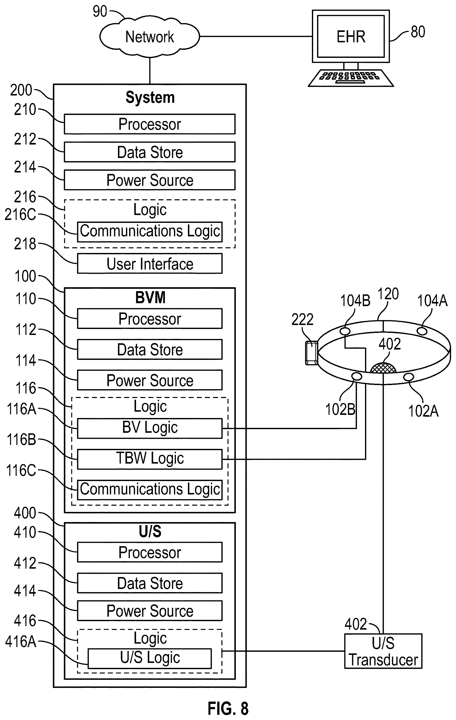 Patent US12611130 Figure 8 – Self-learning and non-invasive bladder monitoring systems and methods