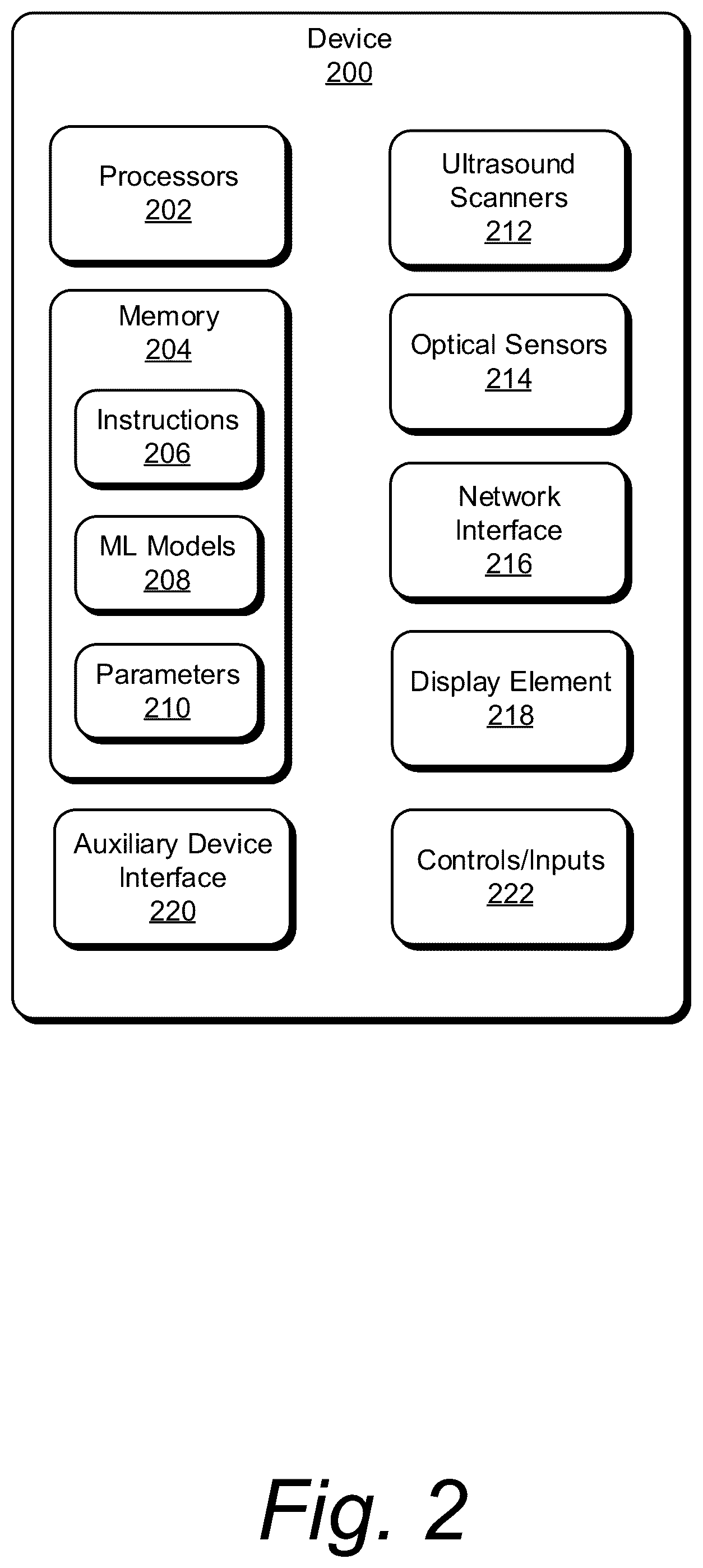 Patent US12611174 Figure 2 – Combination ocular ultrasound and ophthalmoscope
