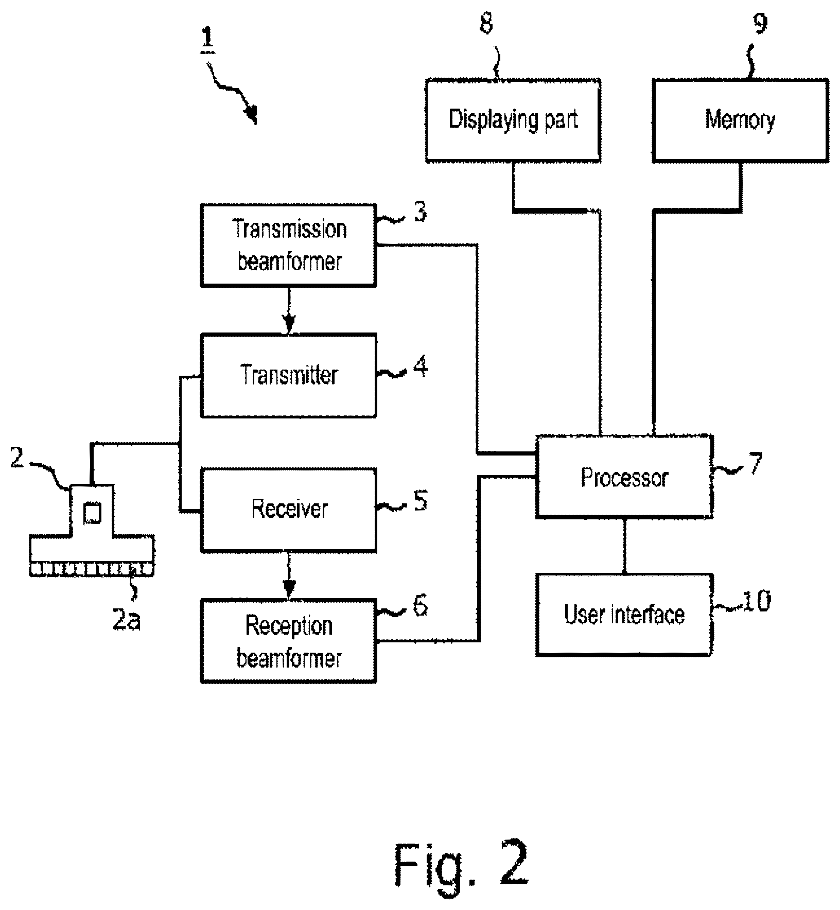 Patent US12611198 Figure 2 – Ultrasonic diagnostic device, storage medium, and method for changing imaging conditions