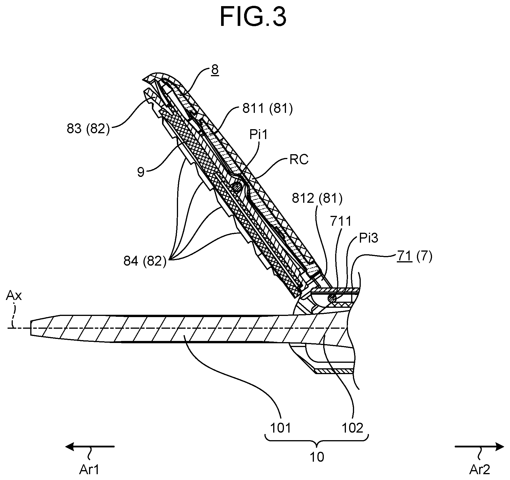 Patent US12611222 Figure 3 – Ultrasonic treatment instrument