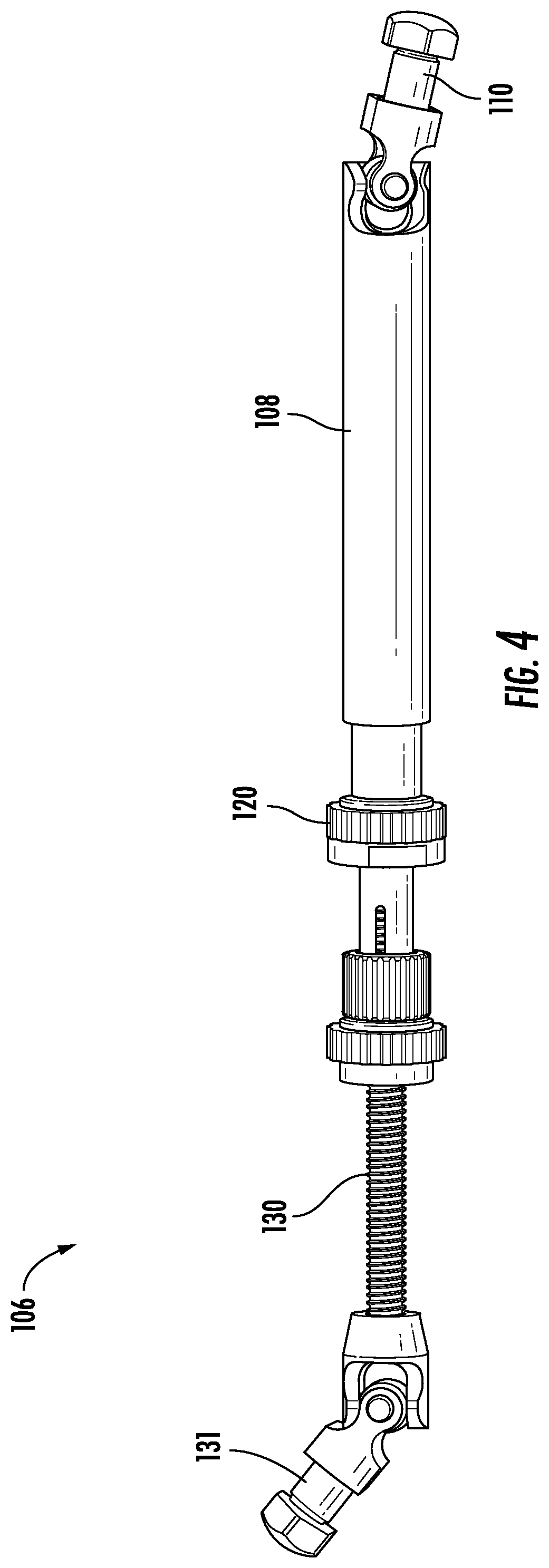 Patent US12611228 Figure 4 – Detachable geared-motor assembly for motorizing a strut in a spatial frame