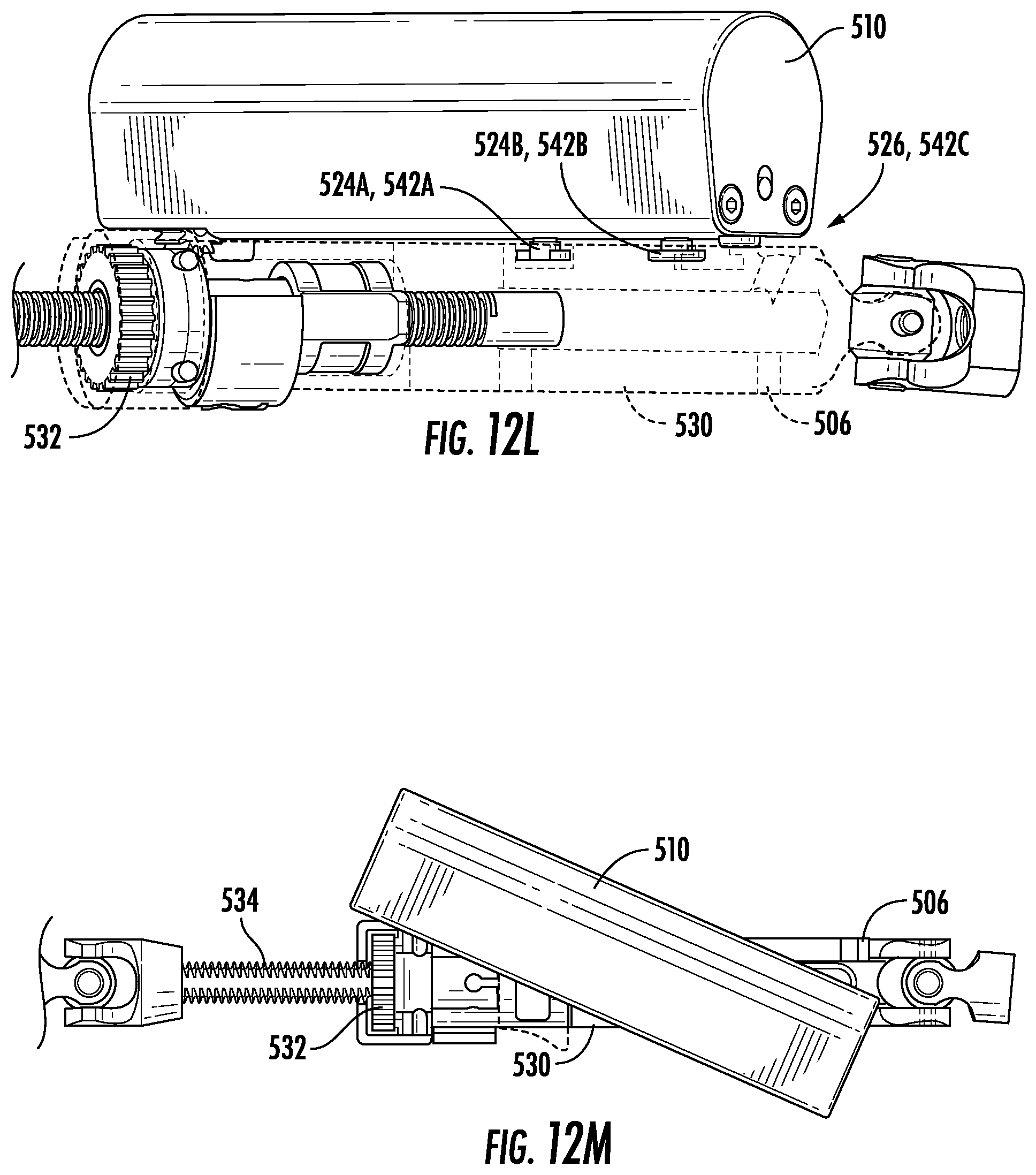 Patent US12611228 Figure 19 – Detachable geared-motor assembly for motorizing a strut in a spatial frame