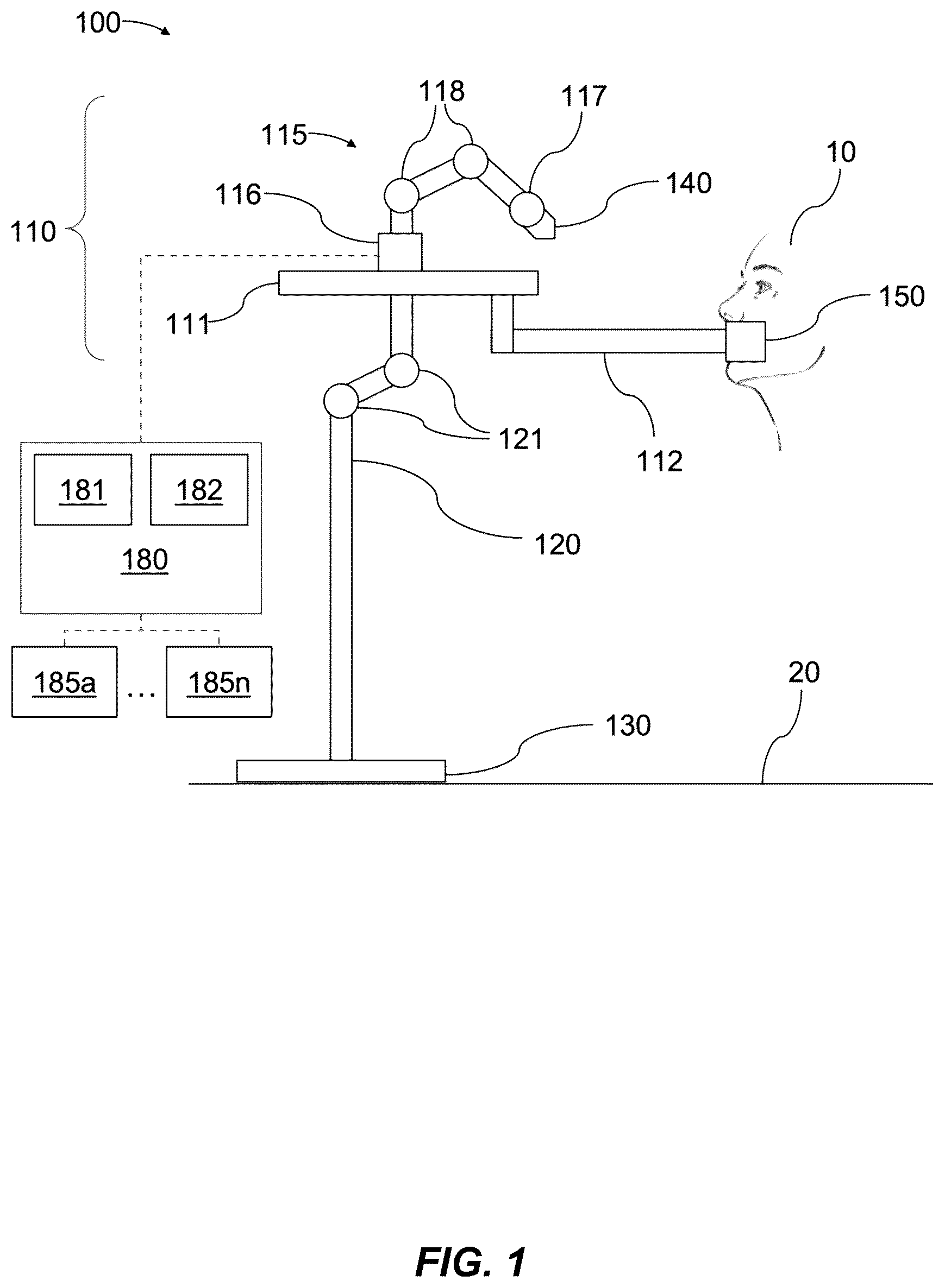 Patent US12611269 Figure 1 – Robotic dental system and method of preparing for a robotic dental procedure