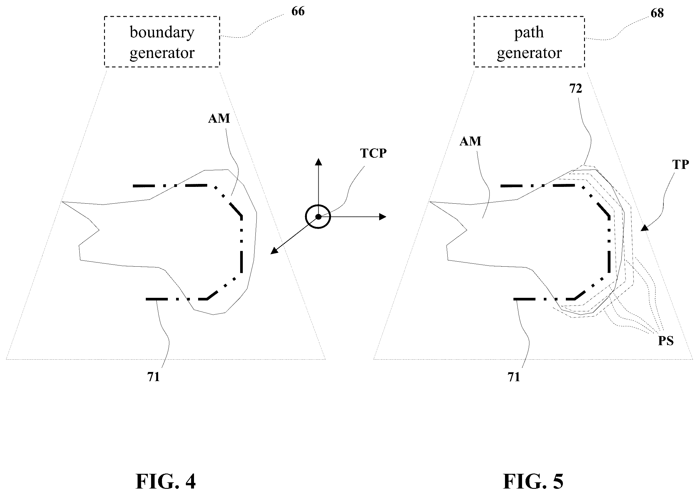 Patent US12611274 Figure 4 – Robotic surgical systems and methods for guiding a tool along a path using hybrid automated/manual control
