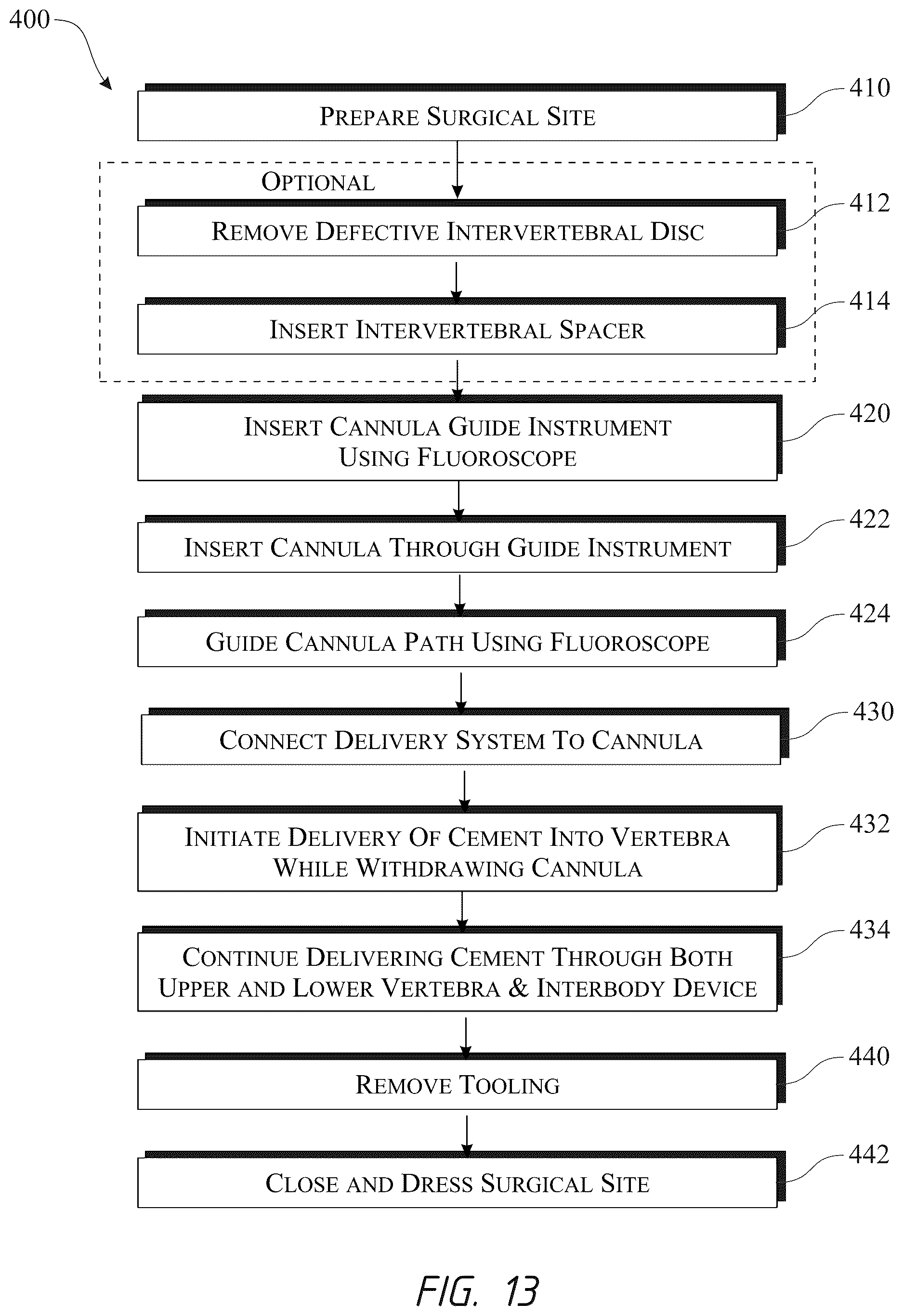 Patent US12611316 Figure 13 – Intervertebral members and methods of using a bone reinforcing composition for retaining the intervertebral members