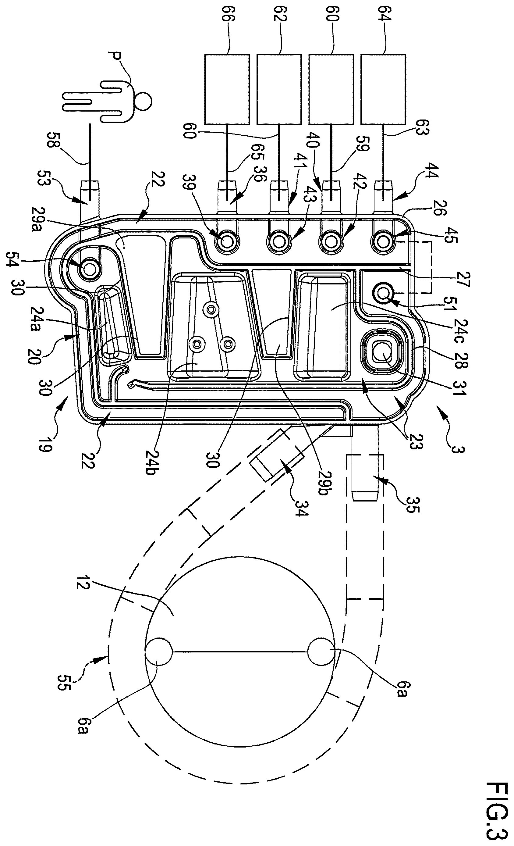 Patent US12611495 Figure 3 – Manifold assembly for a peritoneal dialysis apparatus and peritoneal dialysis apparatus comprising said manifold assembly