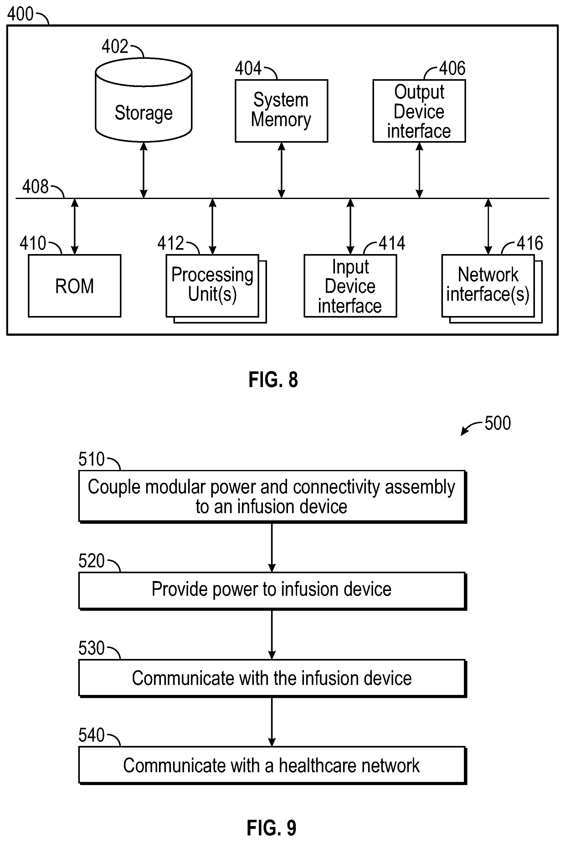 Patent US12611502 Figure 6 – Modular power and connectivity system for infusion devices