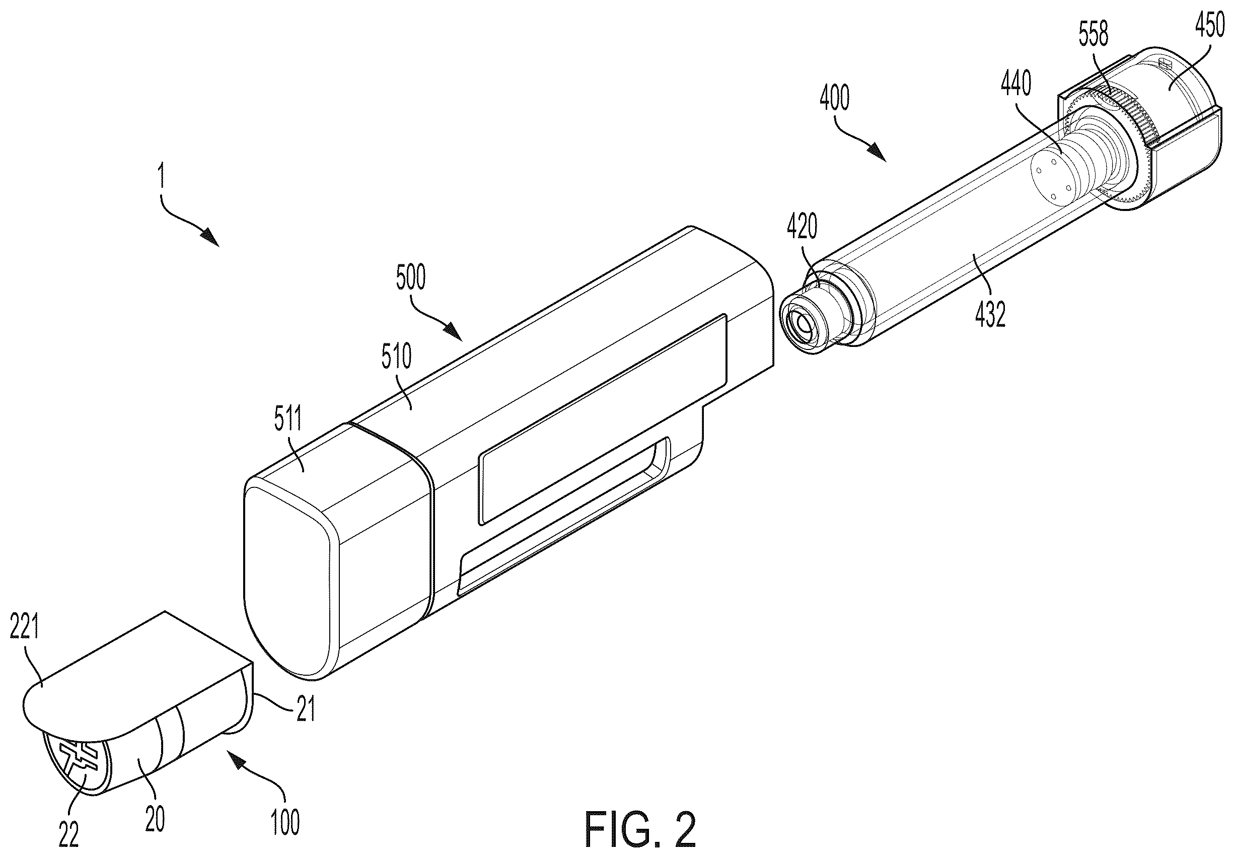 Patent US12611508 Figure 2 – Medication delivery device with needle carrier