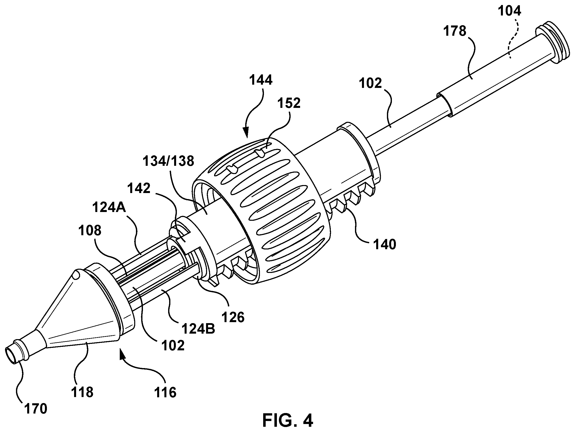 Patent US12611522 Figure 2 – Catheter handle with torque mechanism and valve relief component