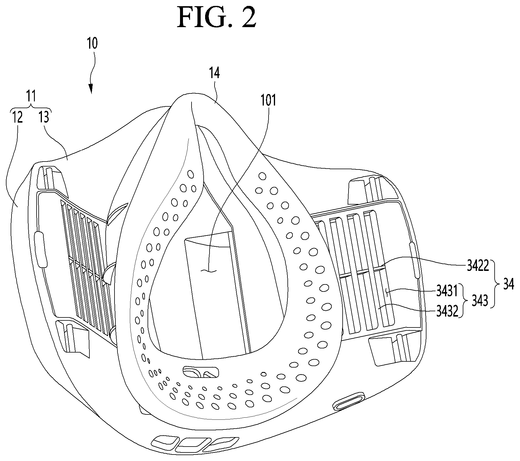 Patent US12611557 Figure 2 – Mask apparatus