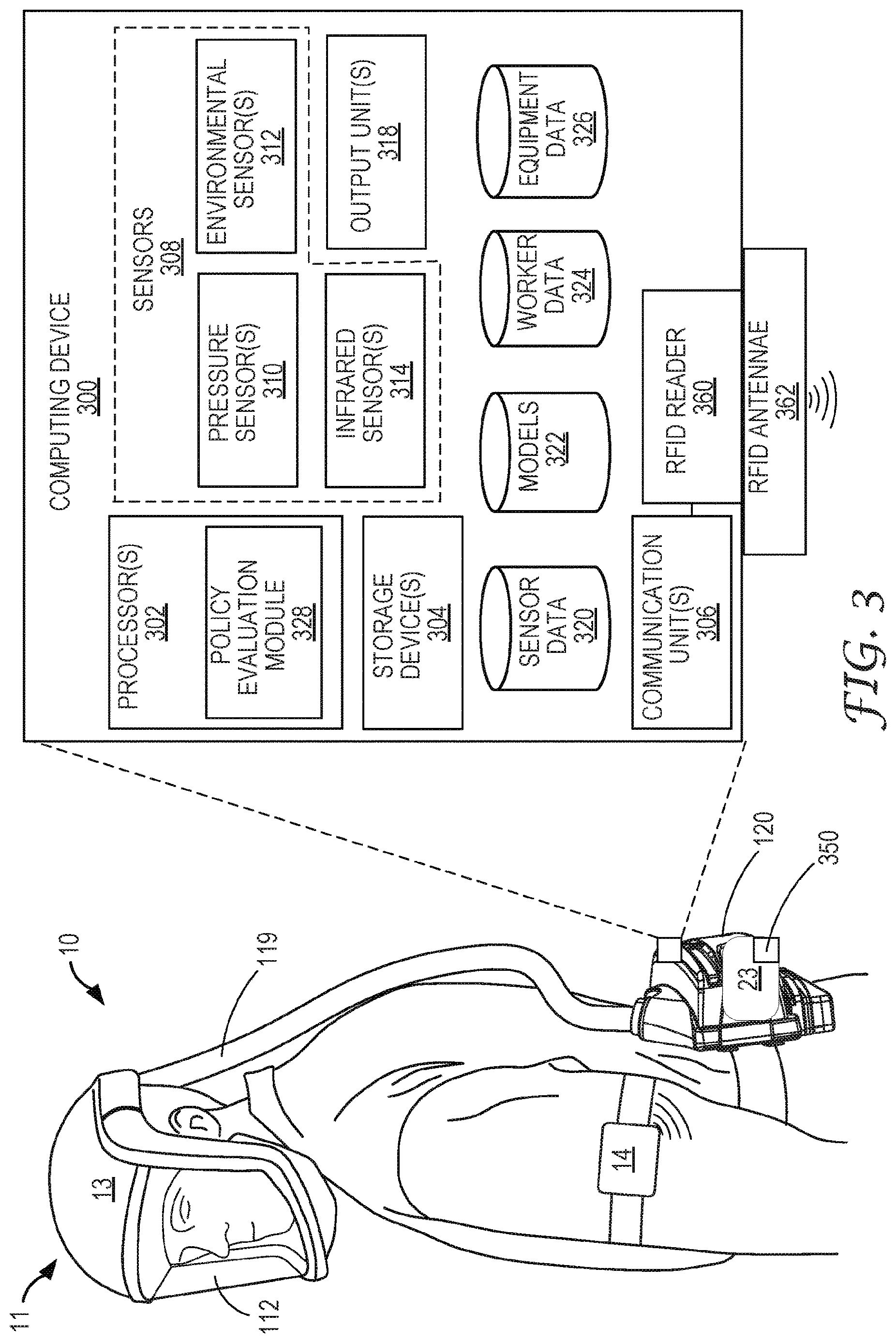 Patent US12611558 Figure 3 – Digital change management system for respirator filter cartridges