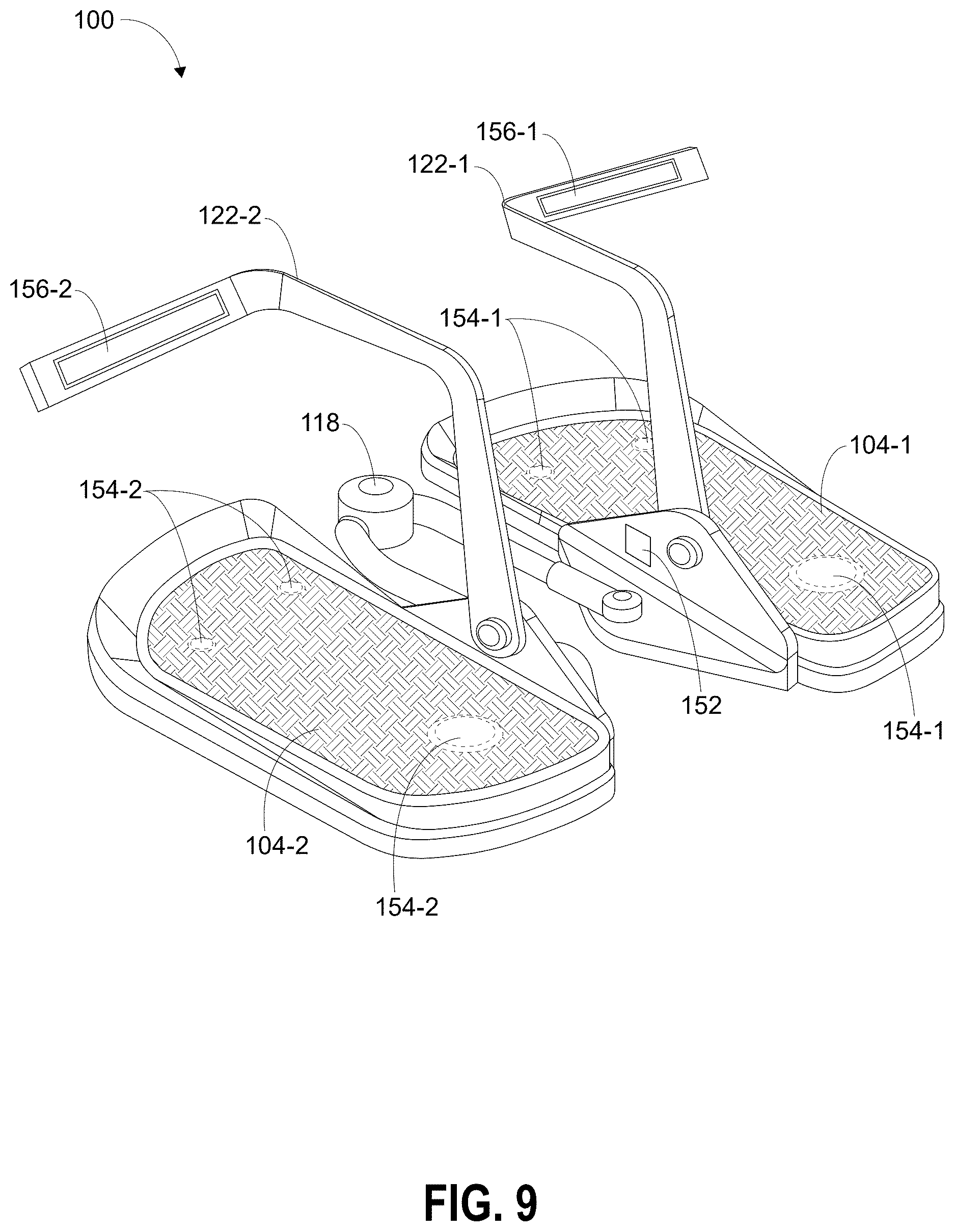 Patent US12611567 Figure 9 – Apparatus for guiding and supporting users to maintain correct postures during squatting exercise