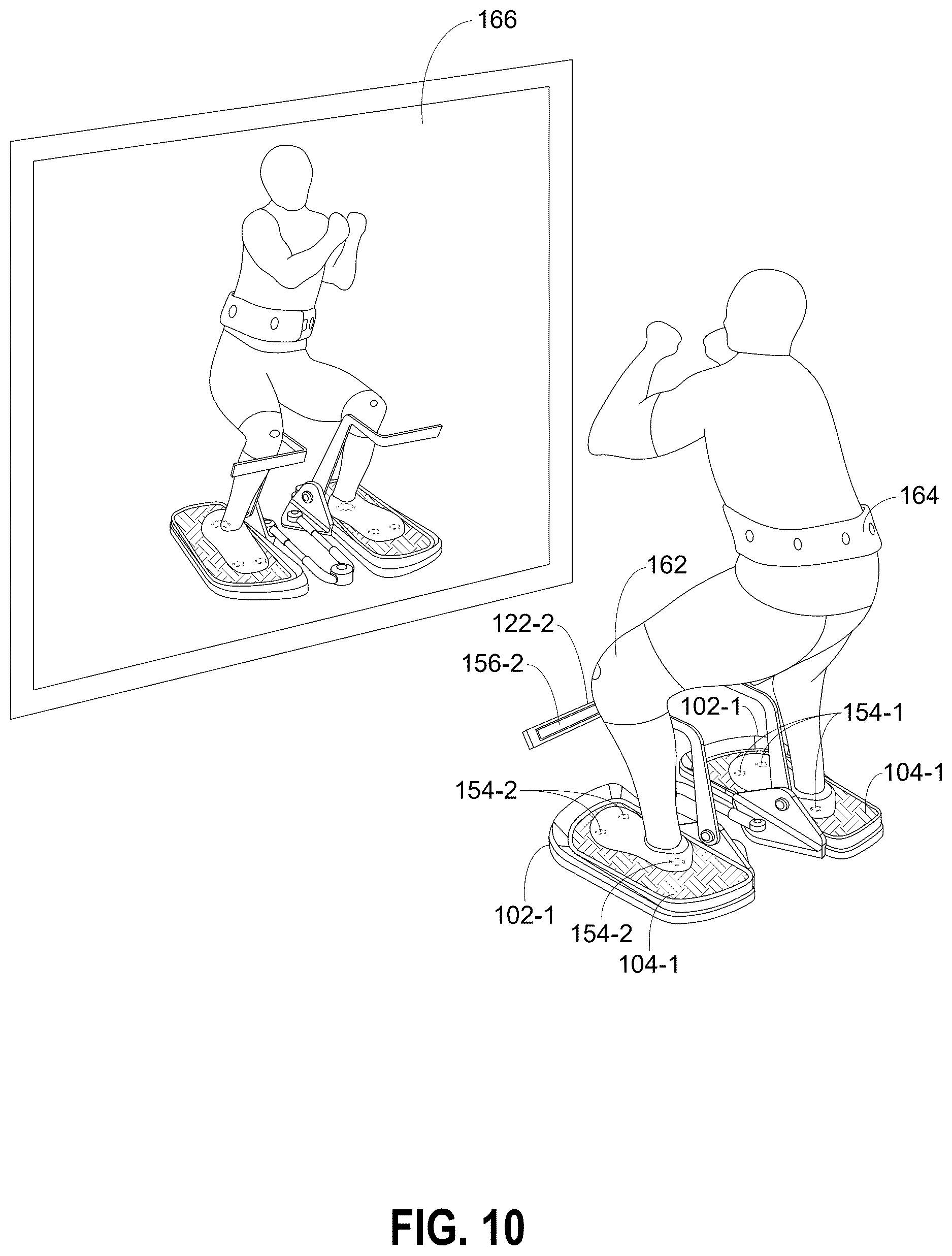 Patent US12611567 Figure 10 – Apparatus for guiding and supporting users to maintain correct postures during squatting exercise