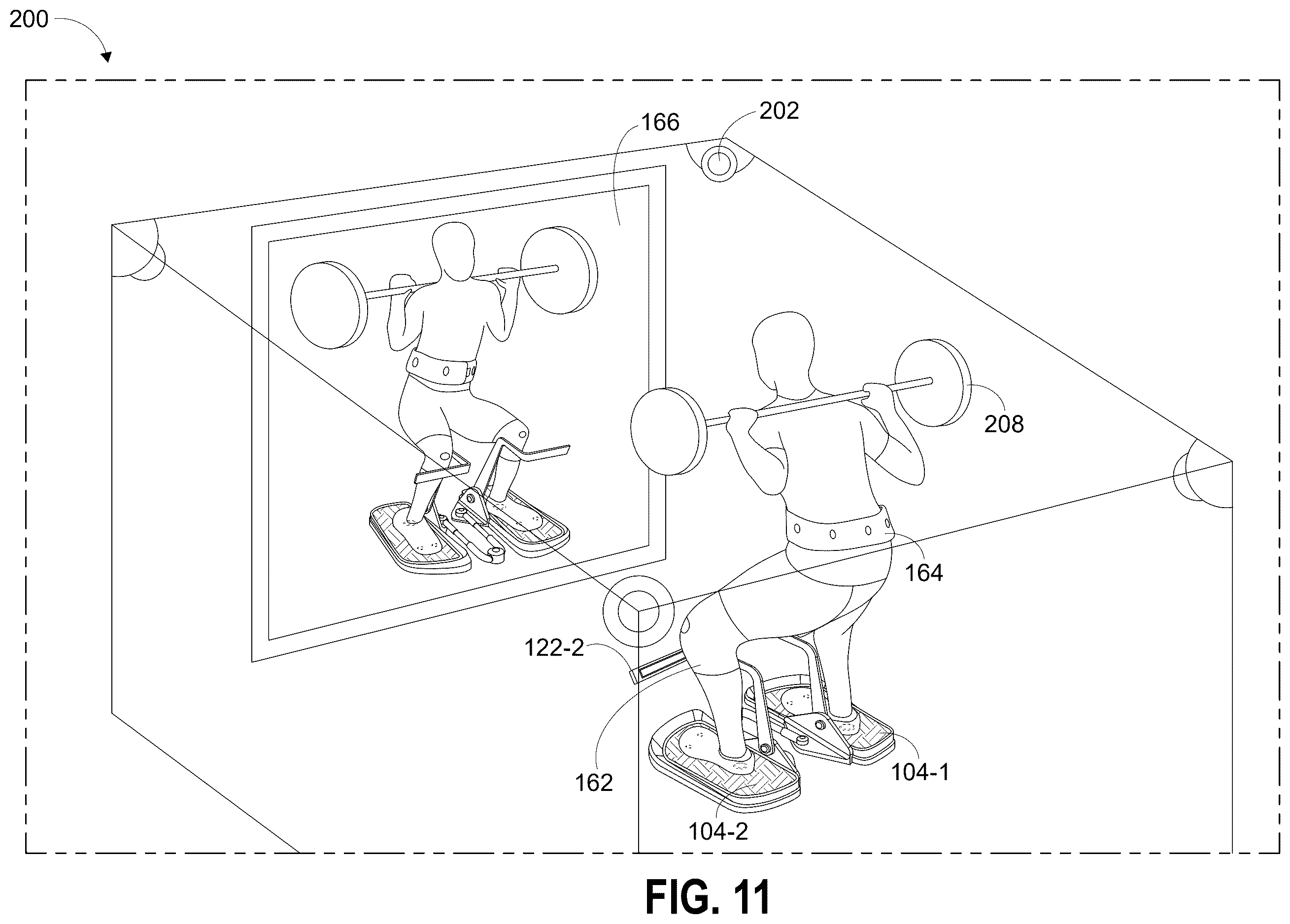 Patent US12611567 Figure 11 – Apparatus for guiding and supporting users to maintain correct postures during squatting exercise