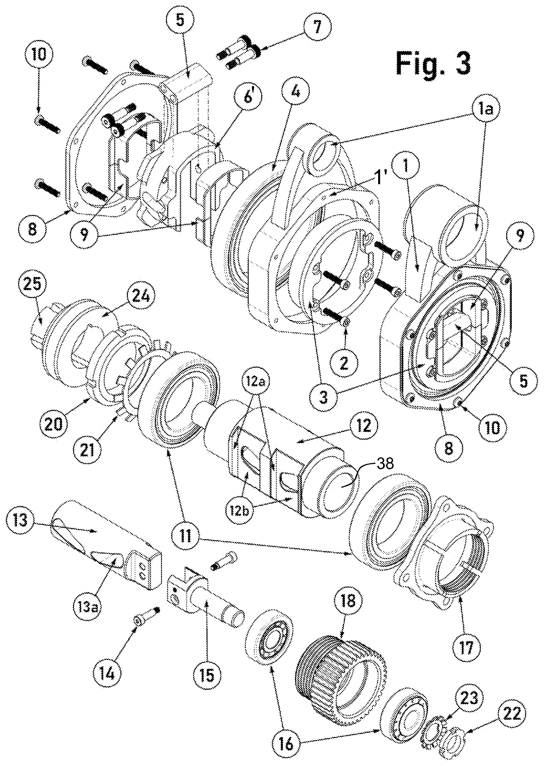 Patent US12611569 Figure 3 – Bearing for an ergometer having a vibration unit, and use thereof in a vibratory ergometer for the upper and lower extremities