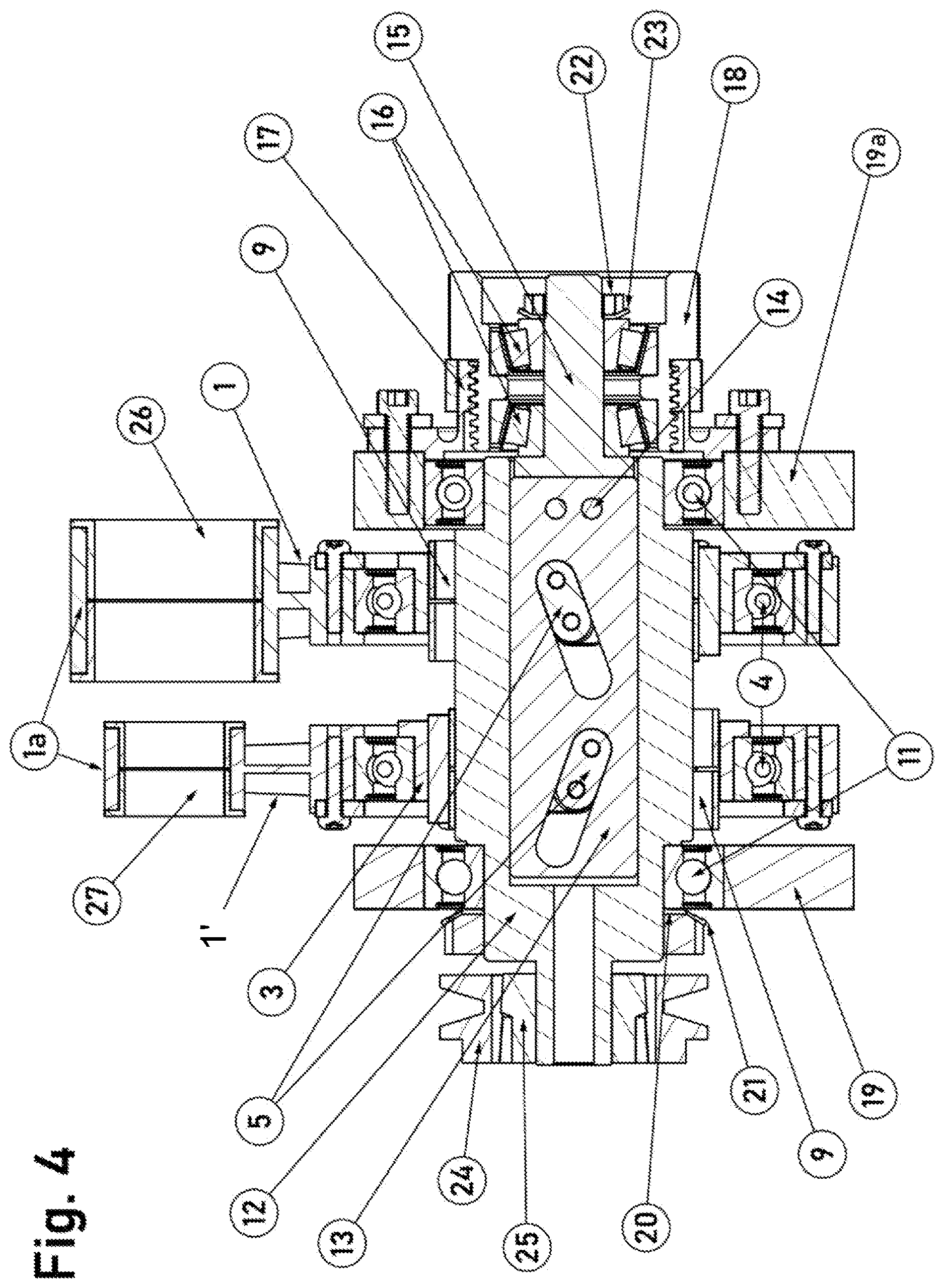 Patent US12611569 Figure 4 – Bearing for an ergometer having a vibration unit, and use thereof in a vibratory ergometer for the upper and lower extremities