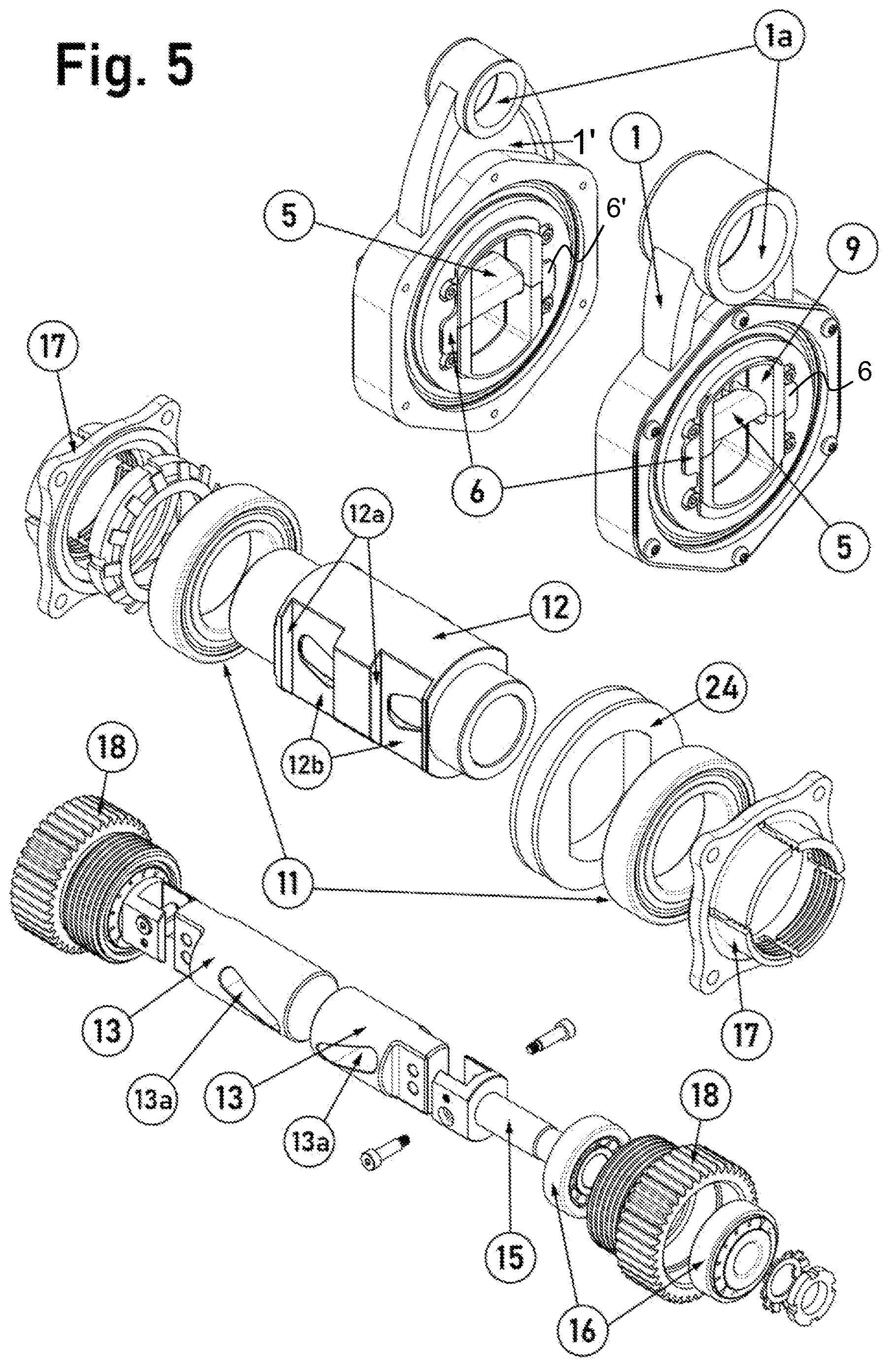 Patent US12611569 Figure 5 – Bearing for an ergometer having a vibration unit, and use thereof in a vibratory ergometer for the upper and lower extremities