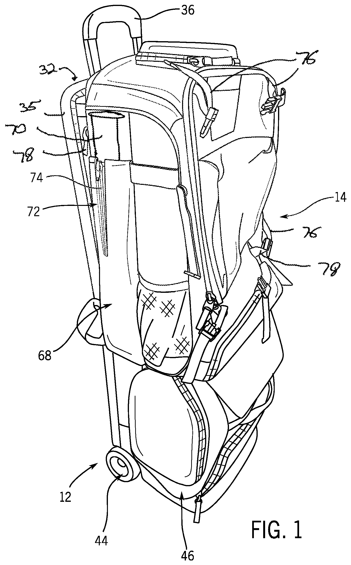 Patent US12611578 Figure 1 – Bat bag