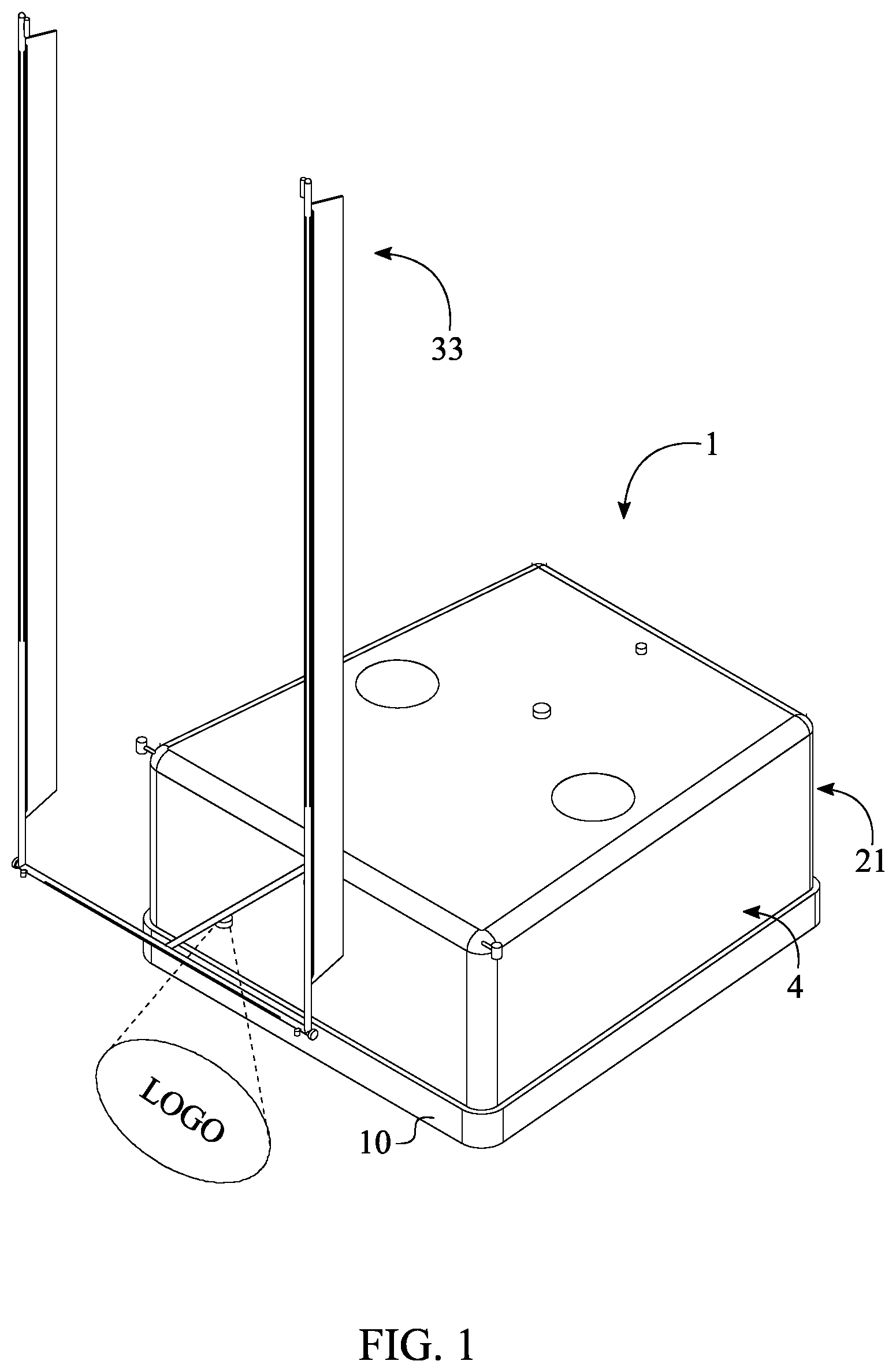 Patent US12611580 — Freestanding structural display apparatus for sport goalpost — Figure 1