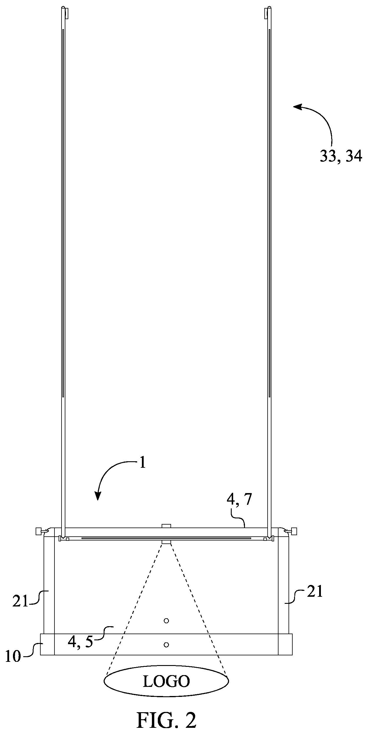 Patent US12611580 Figure 2 – Freestanding structural display apparatus for sport goalpost