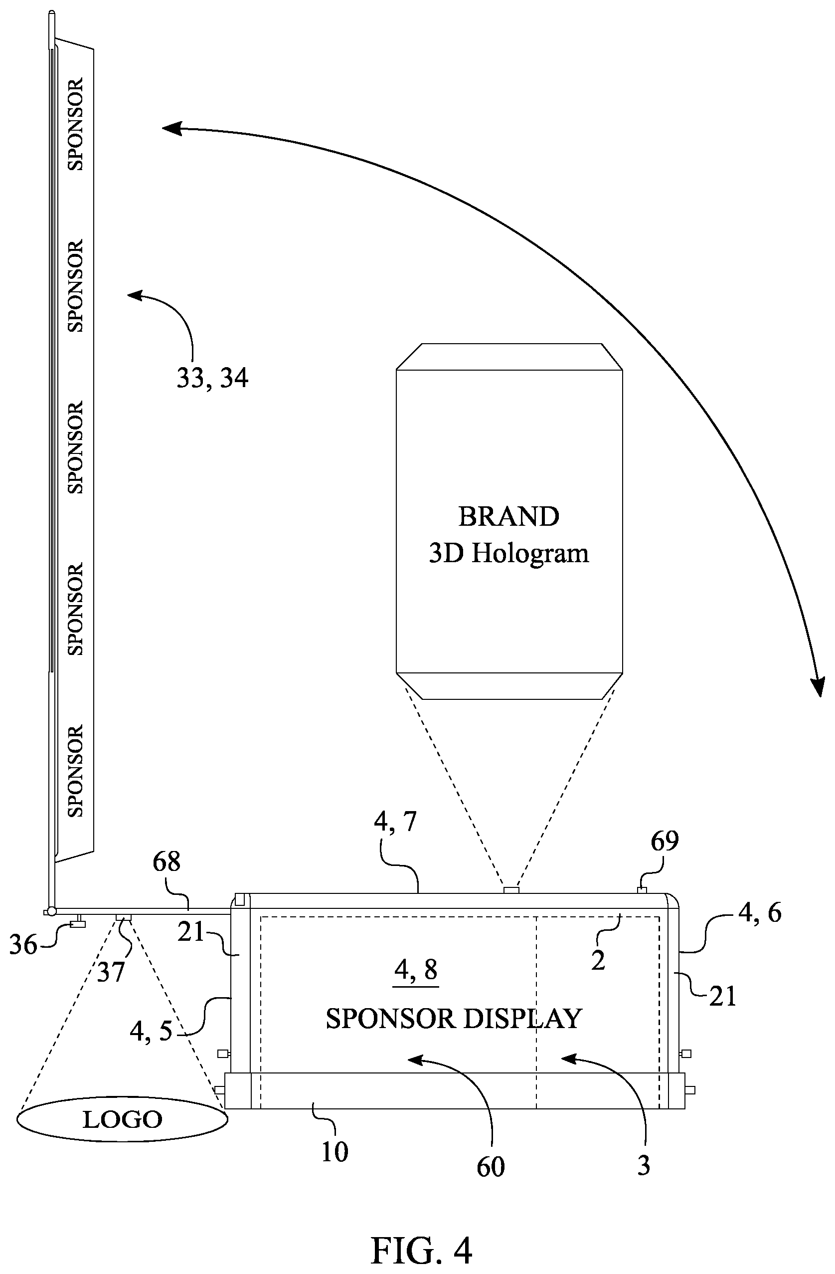 Patent US12611580 Figure 4 – Freestanding structural display apparatus for sport goalpost