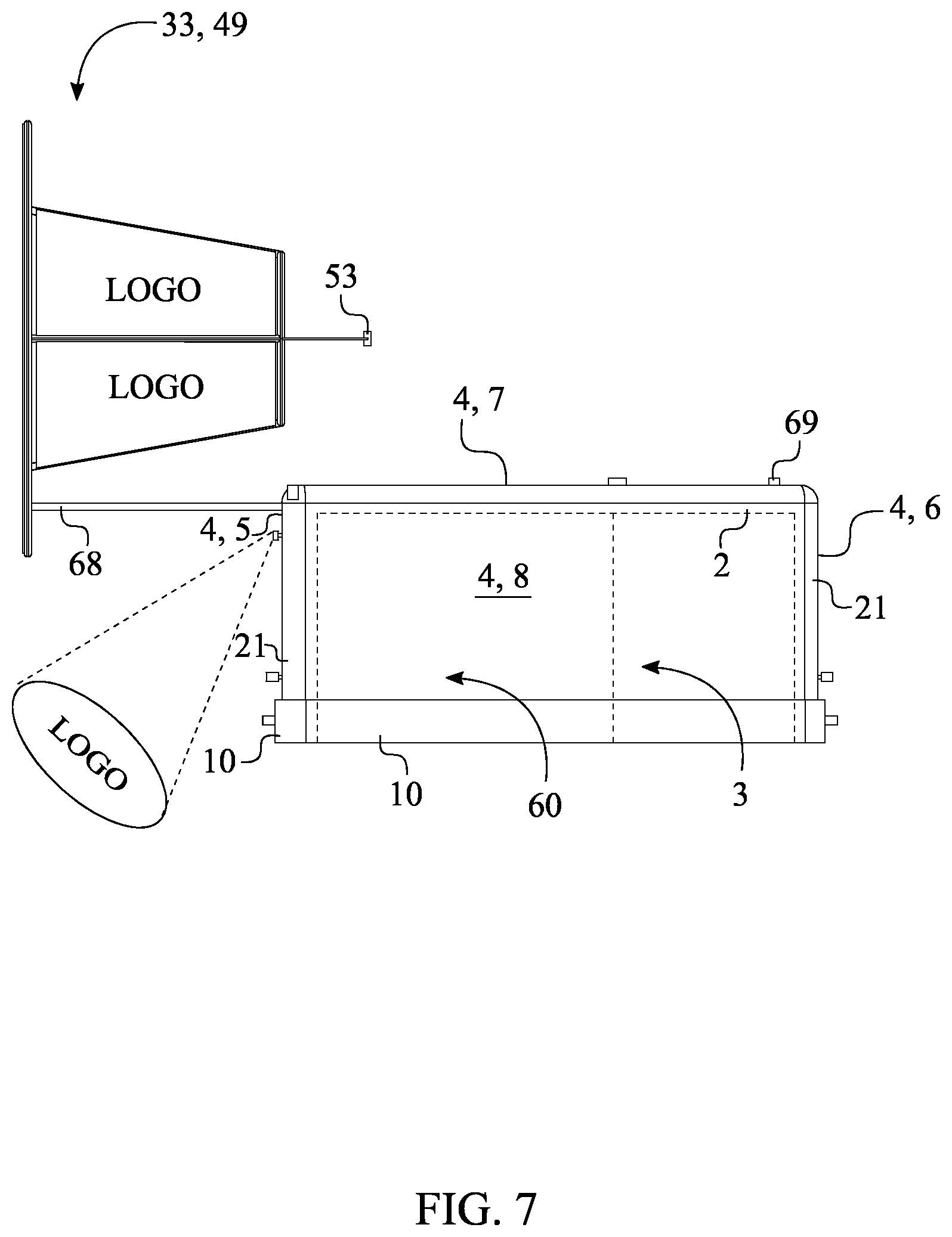 Patent US12611580 Figure 7 – Freestanding structural display apparatus for sport goalpost