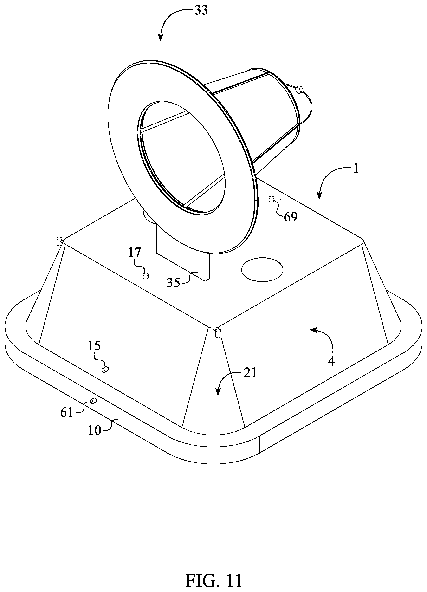 Patent US12611580 Figure 11 – Freestanding structural display apparatus for sport goalpost