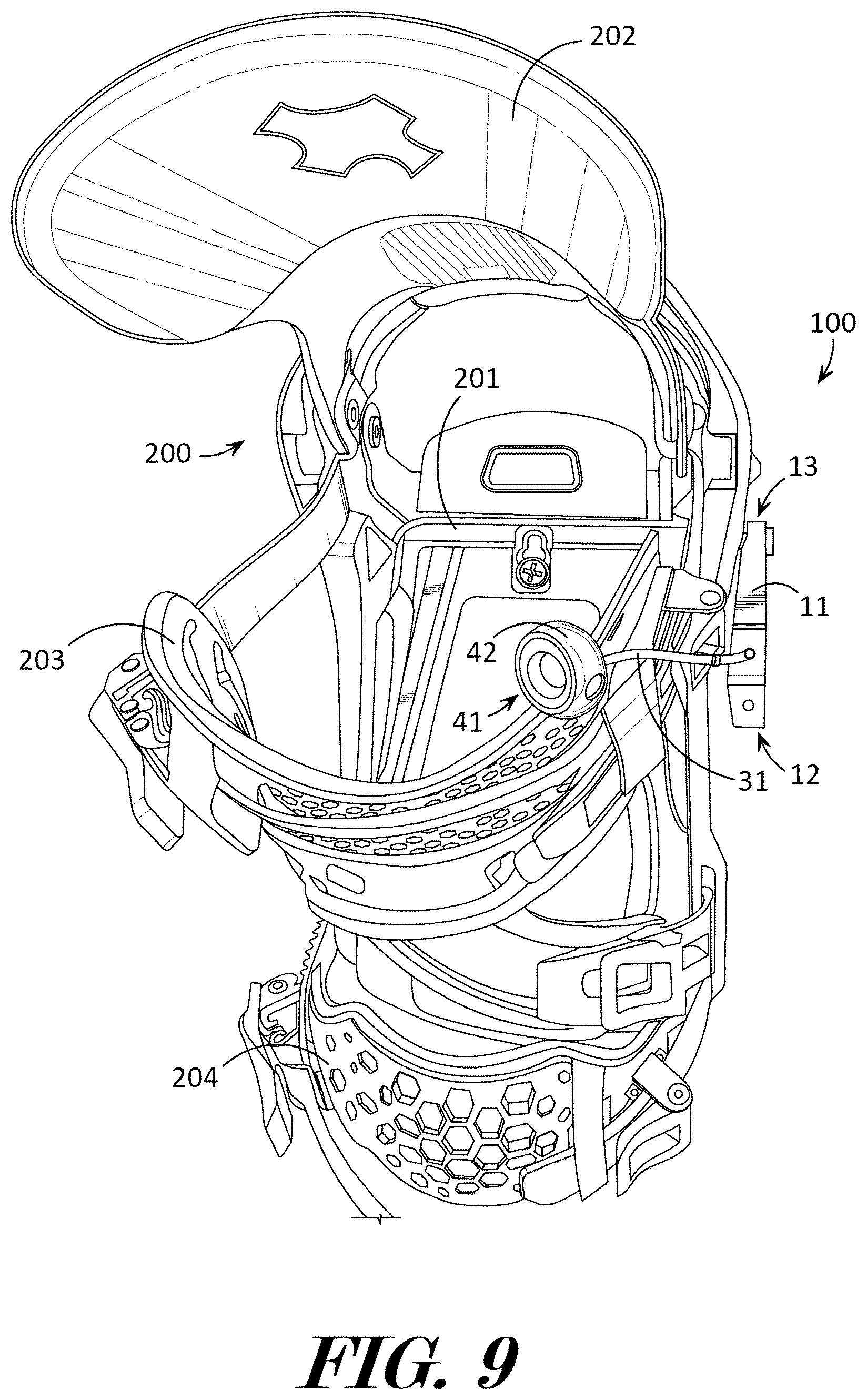 Patent US12611587 Figure 9 – Binding safety release device